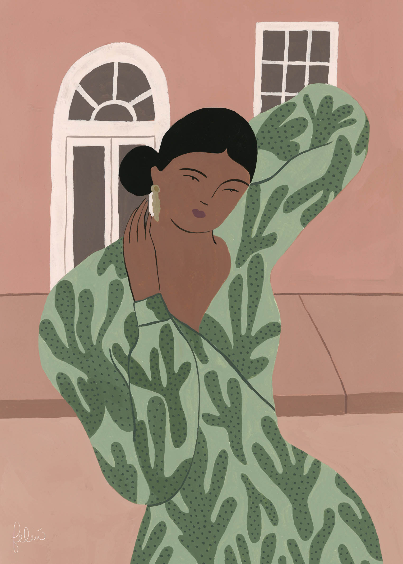An Abstract Cacti Dress Poster - Porträtillustration (30x40 cm)