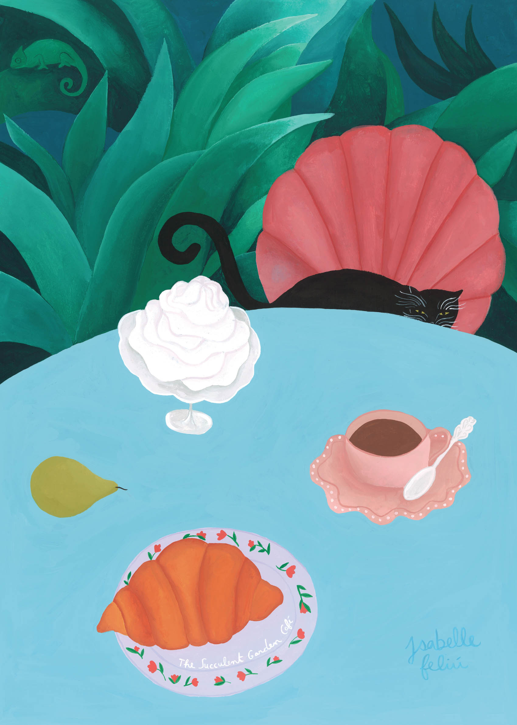 The Succulent Garden Cafe Poster - Café illustration (70x100 cm)