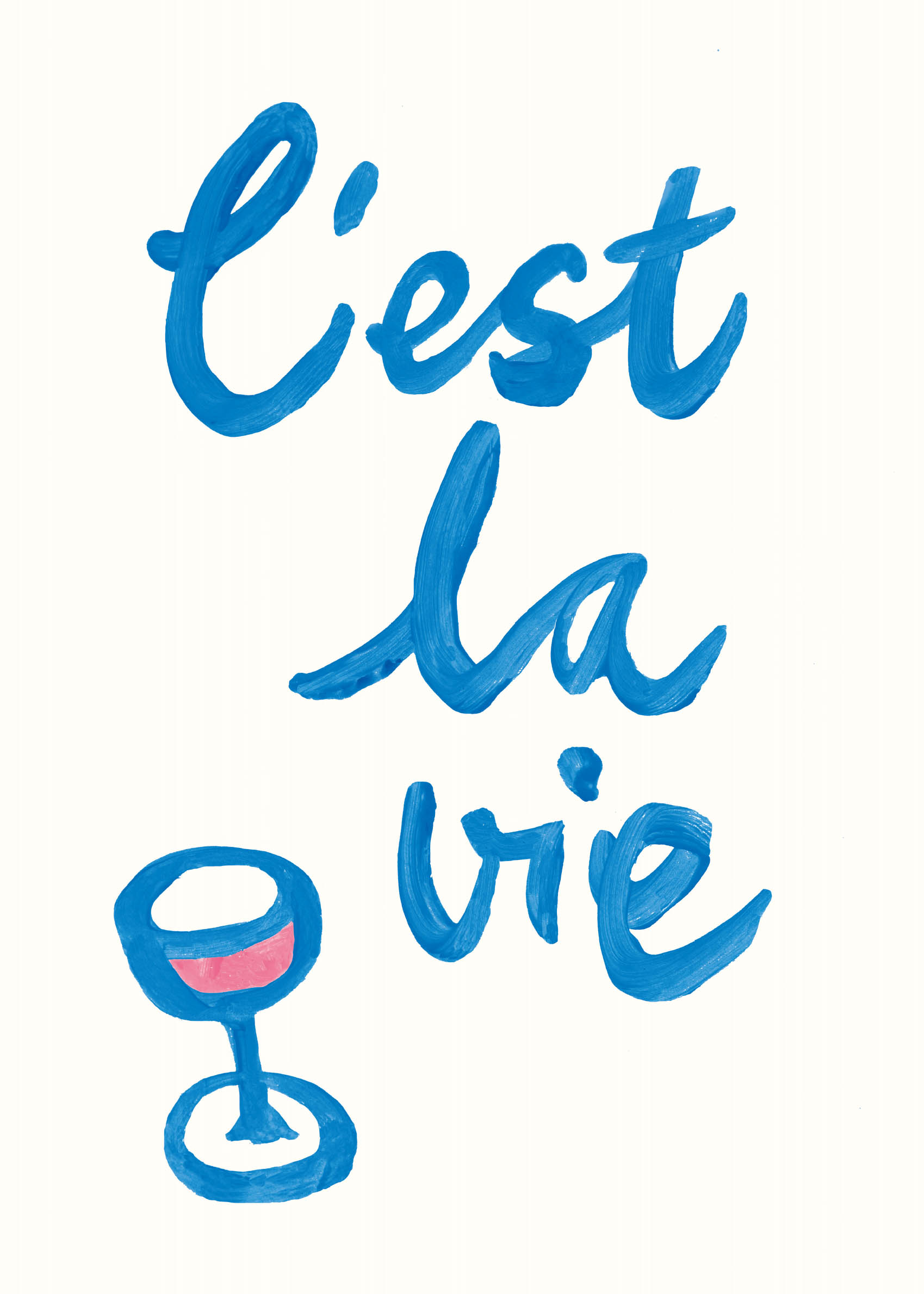 C'est la Vie poster - Wine glass illustration (50x70 cm)