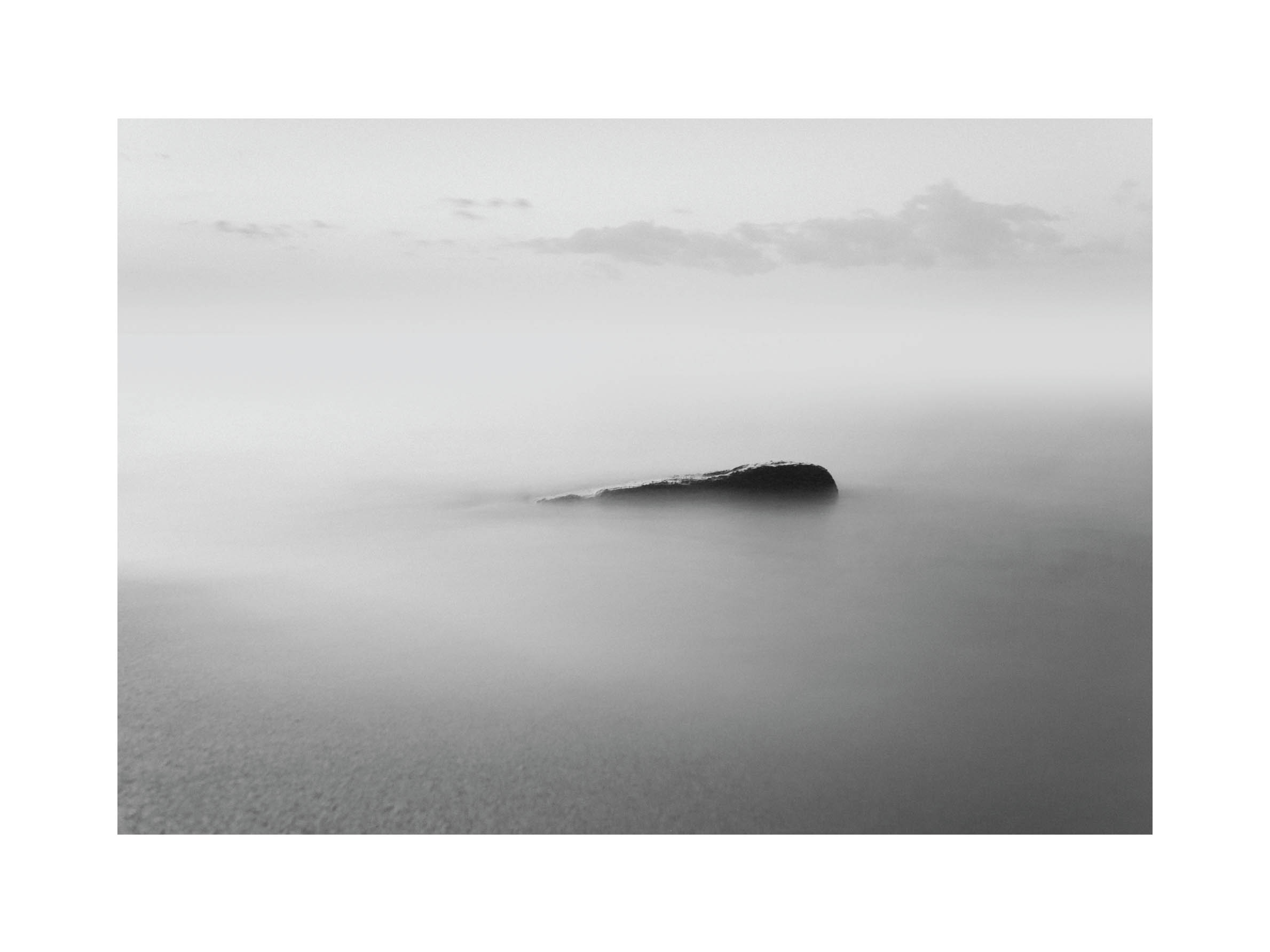 Islet in Mist Poster - Black and white nature photography (40x50 cm)