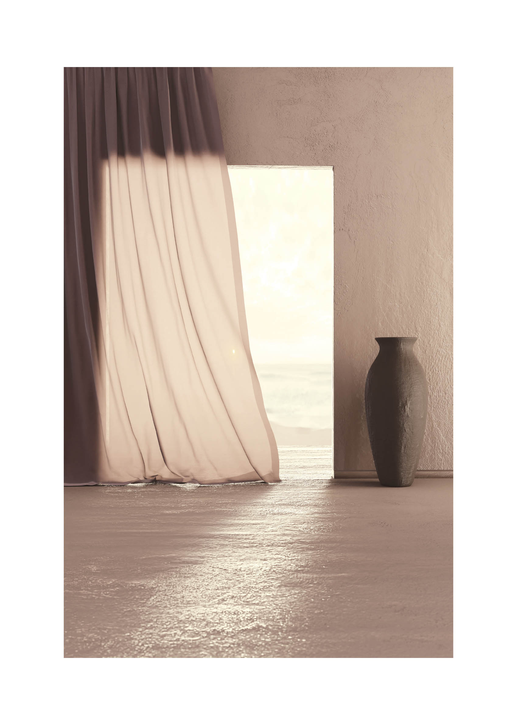 Beige Doorway Poster - Interior illustration (21x30 cm)