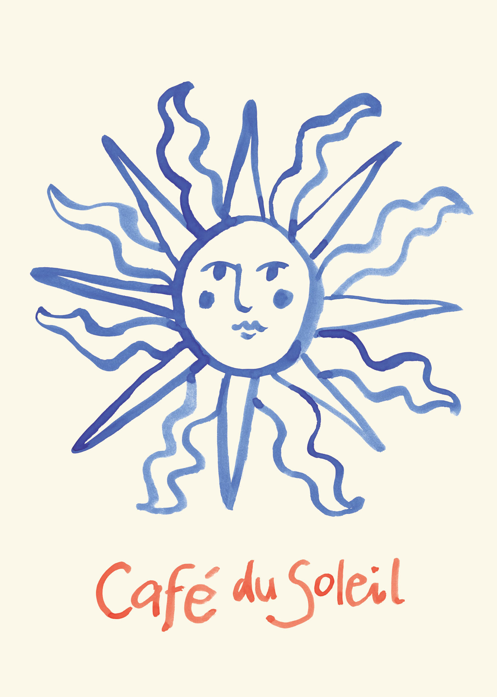 Café du Soleil Poster - Sonnenillustration (30x40 cm)