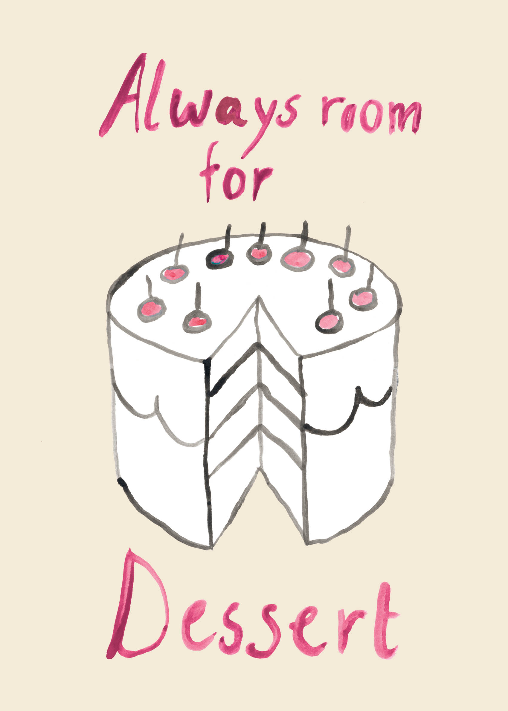Room for Dessert plakat - Kageillustration (21x30 cm)