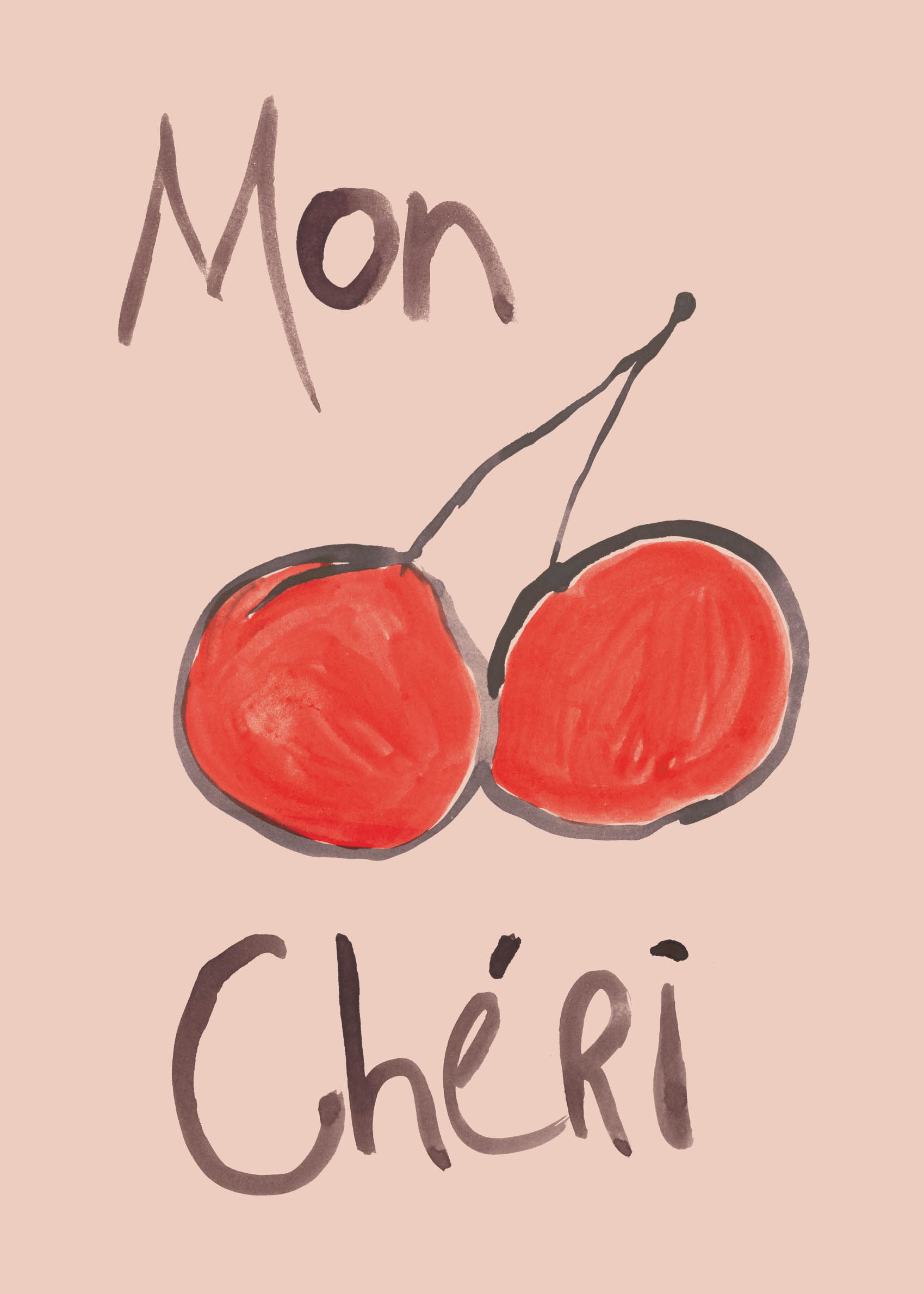 Mon Cheri Poster - Cherry illustration (50x70 cm)