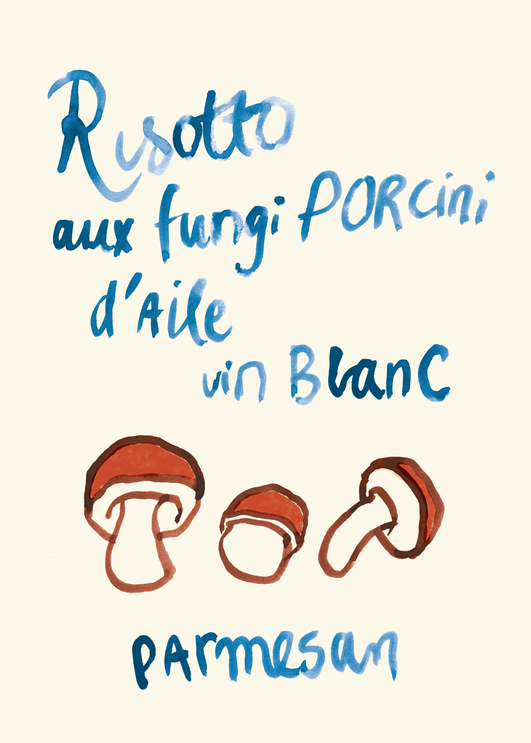 Risotto Porcini Poster - Food illustration (40x50 cm)