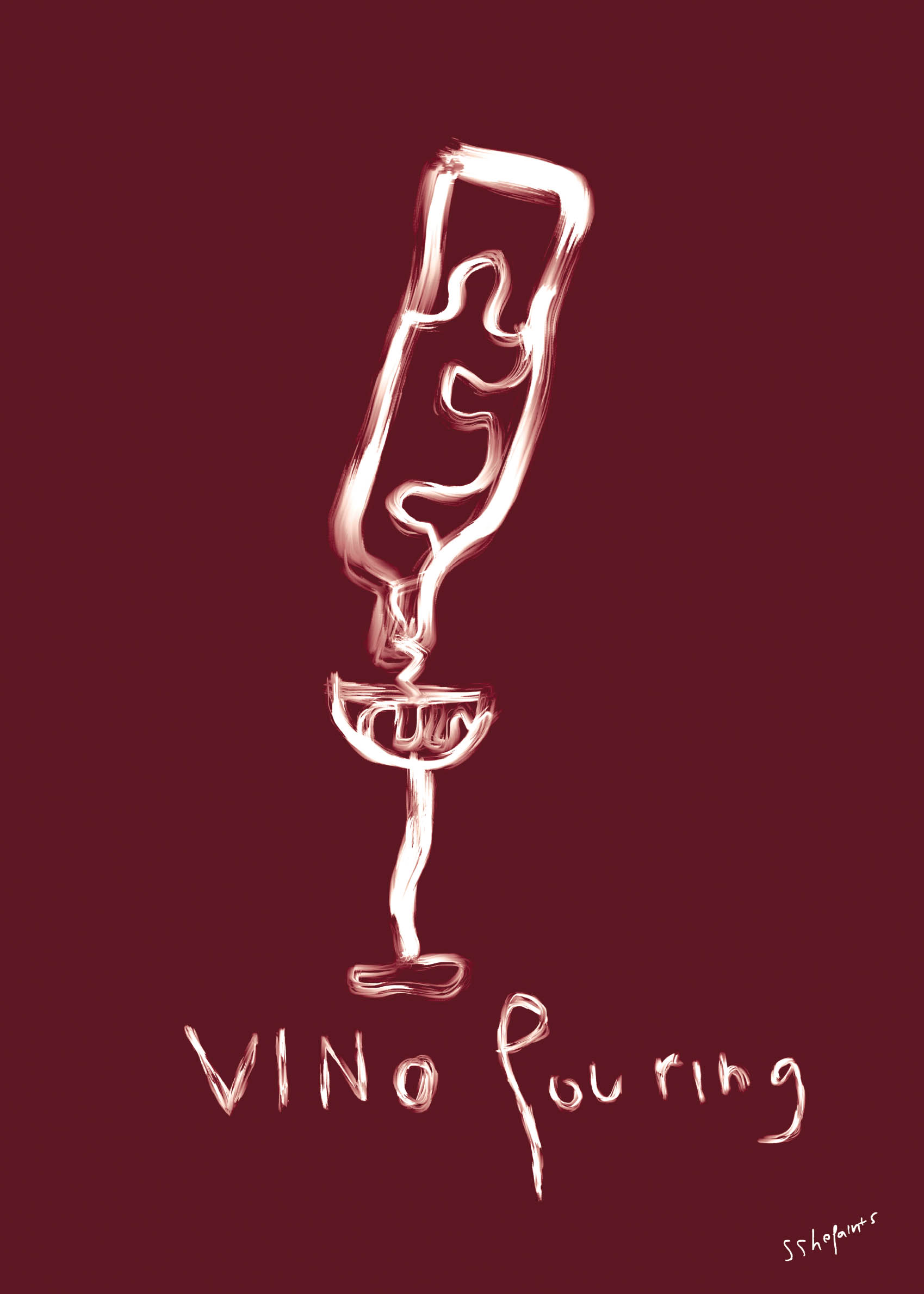 Vino Pouring poster - Abstract illustration (30x40 cm)