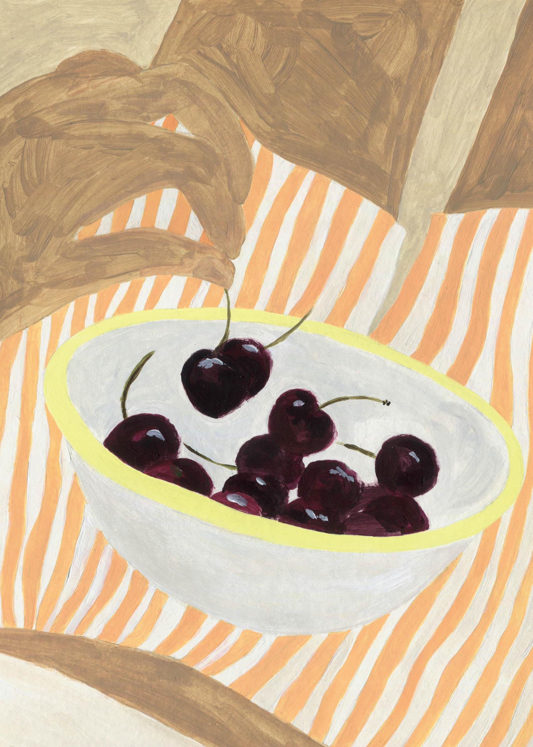 Bowl with Cherries plakat - Stilleben illustration (70x100 cm)
