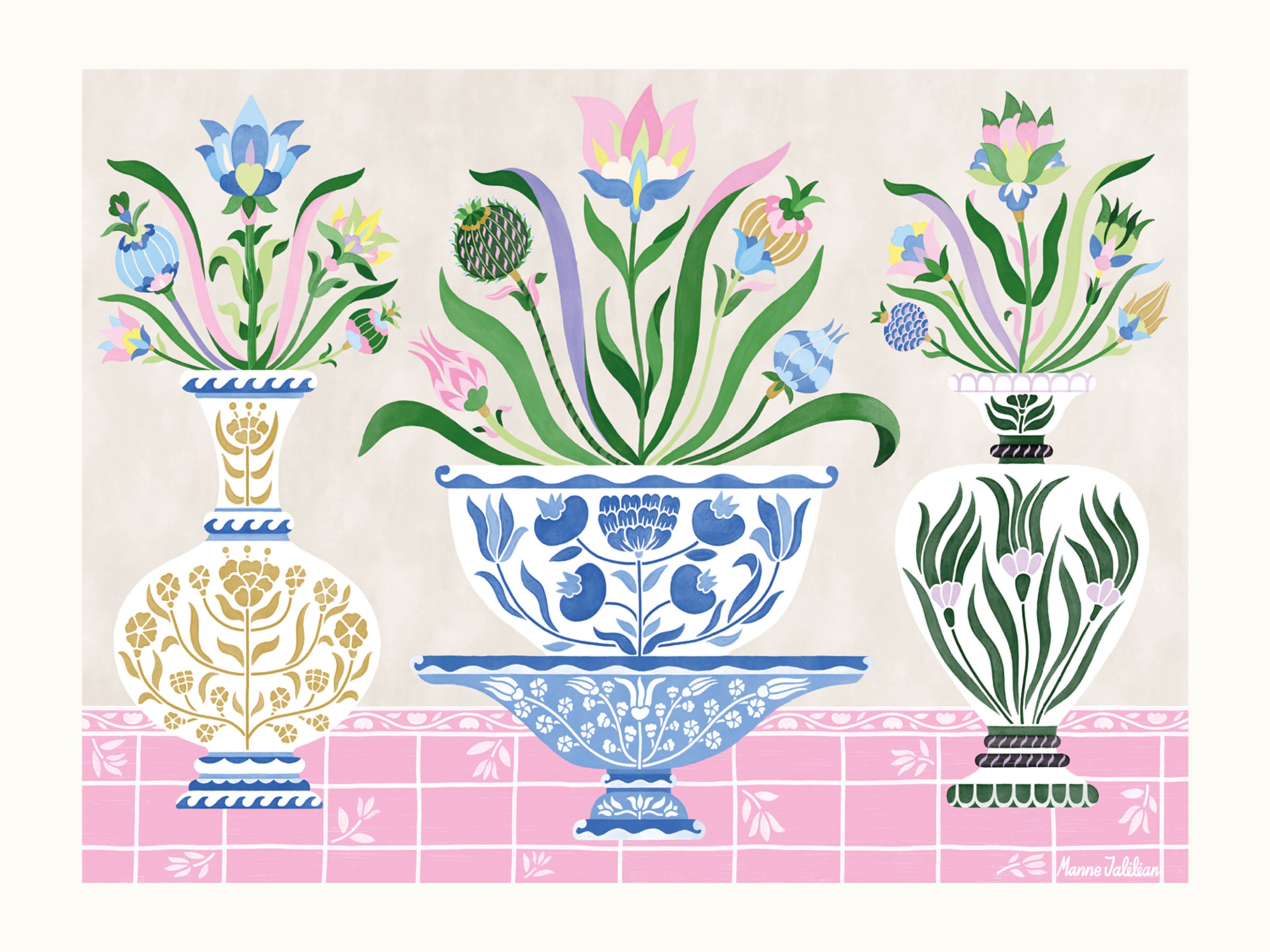 Ceramics Poster - Flower illustration (70x100 cm)