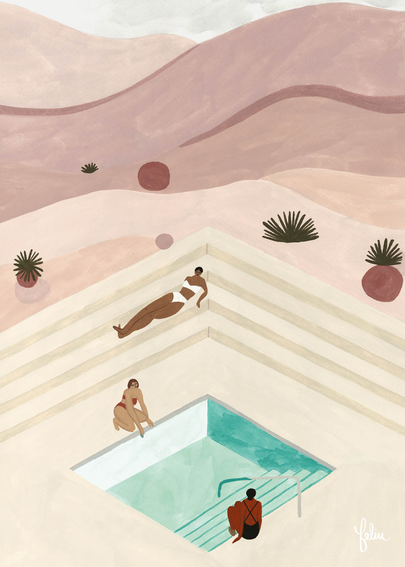 Amangiri Poster - Desert pool illustration (50x70 cm)