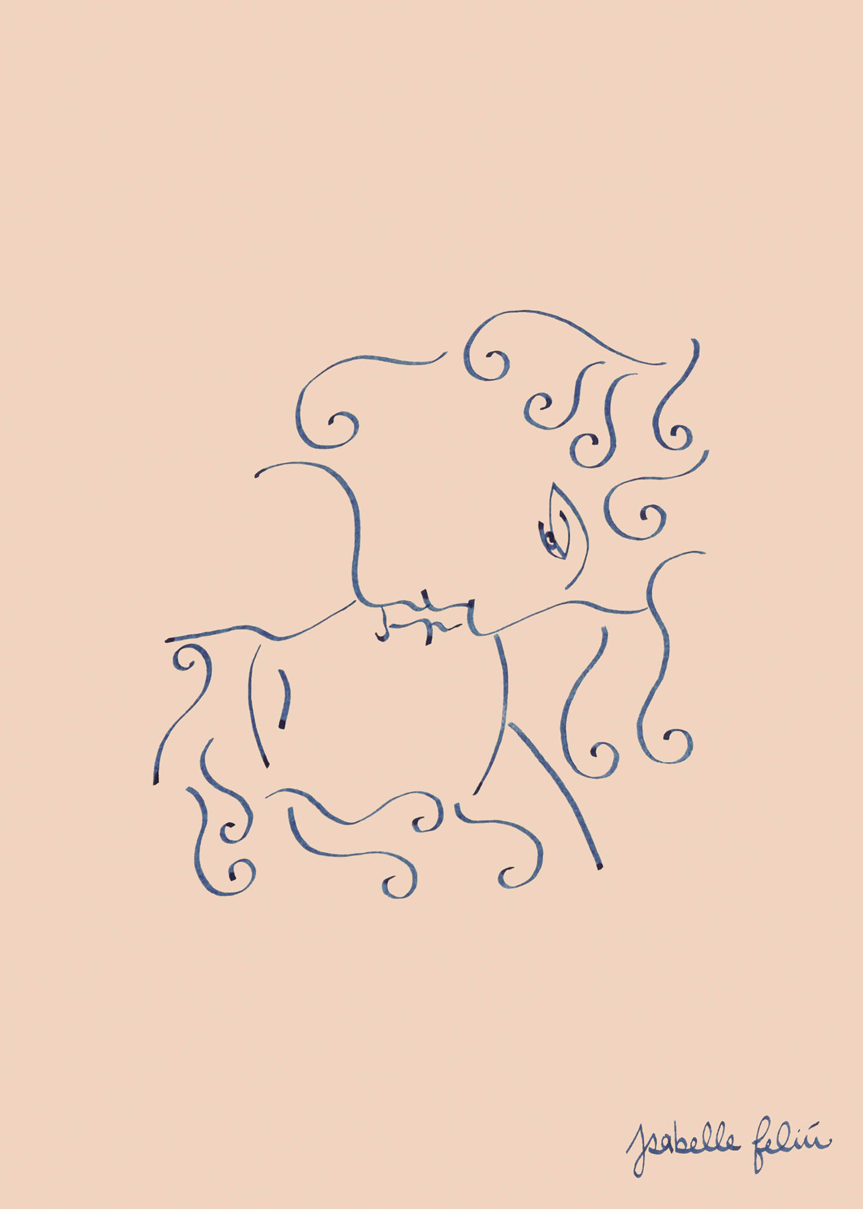 Le Baiser Poster - Figure line art (30x40 cm)