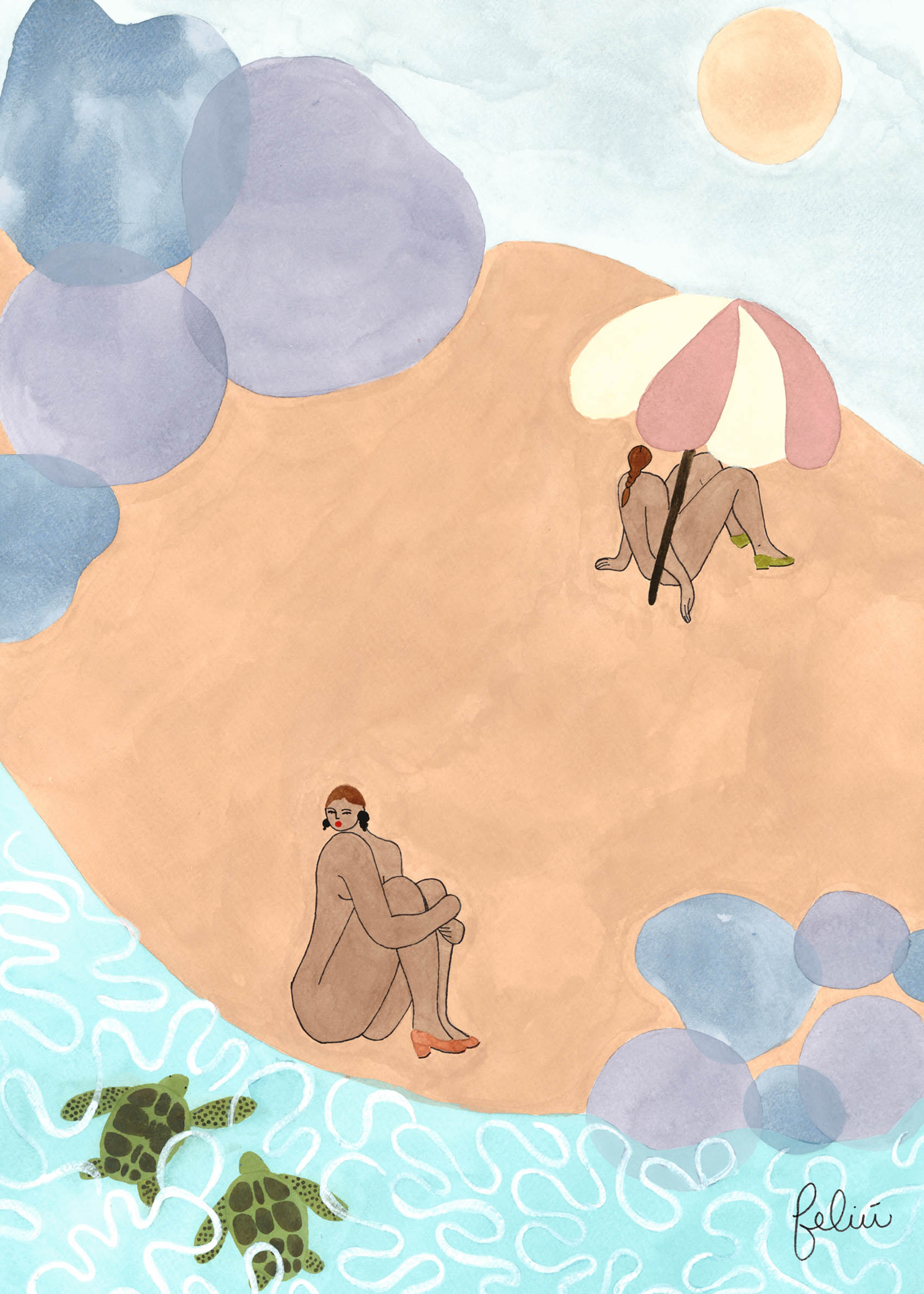 Beachy Day Poster - Beach illustration (30x40 cm)