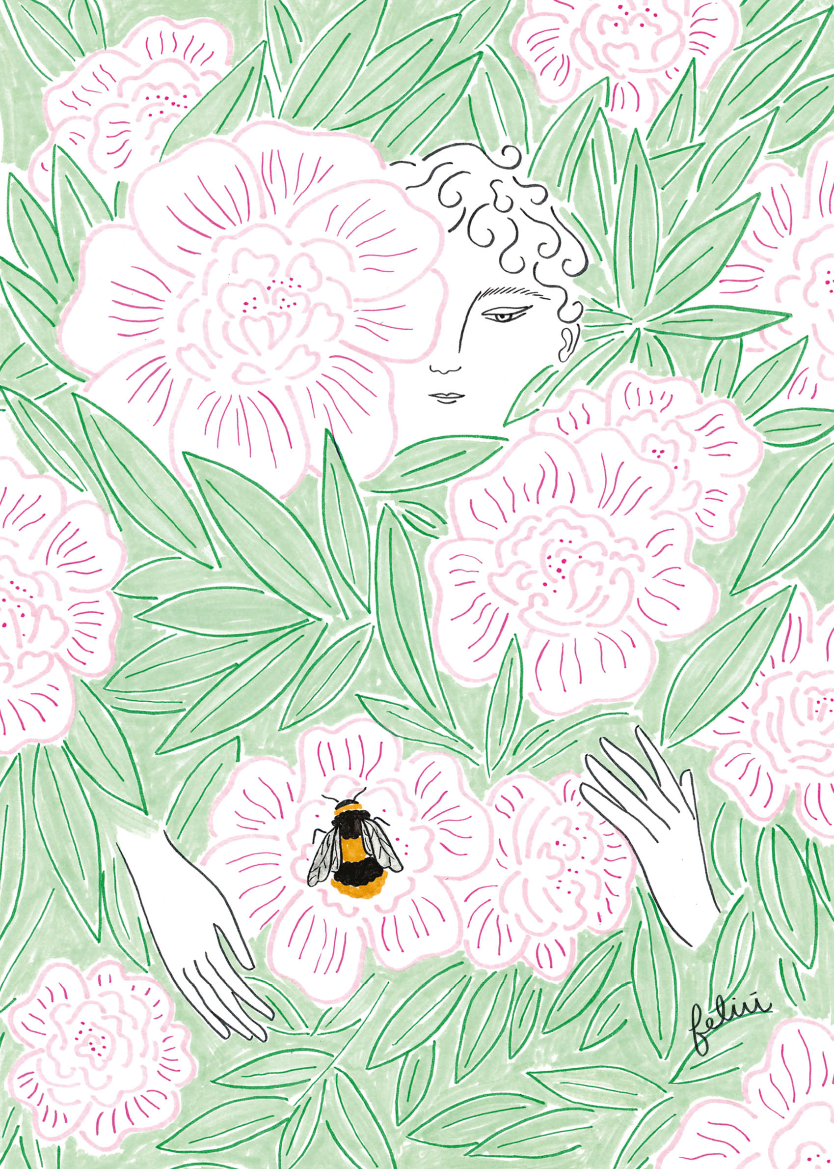 Shyness and Tender Curiosity Poster - Blumenillustration (50x70 cm)