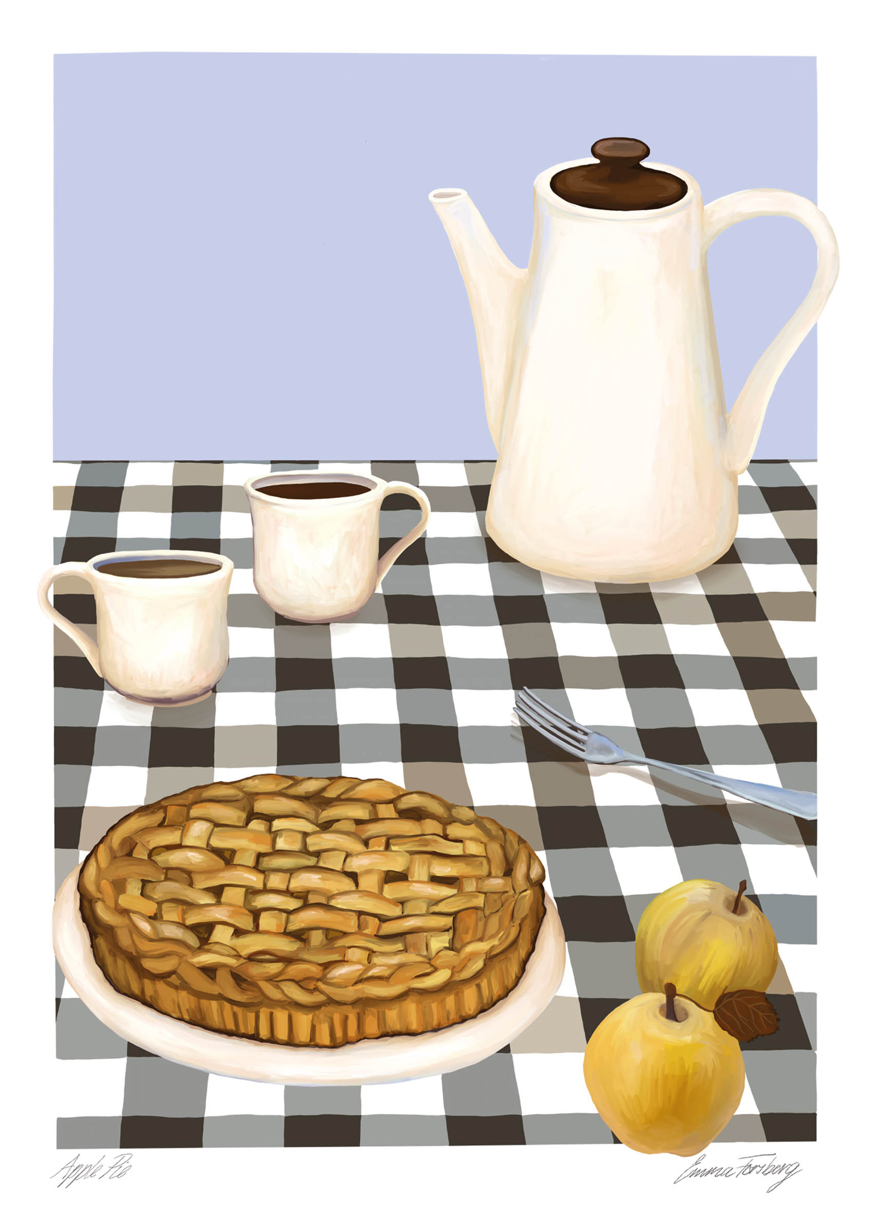 Apple Pie poster - Food illustration (21x30 cm)