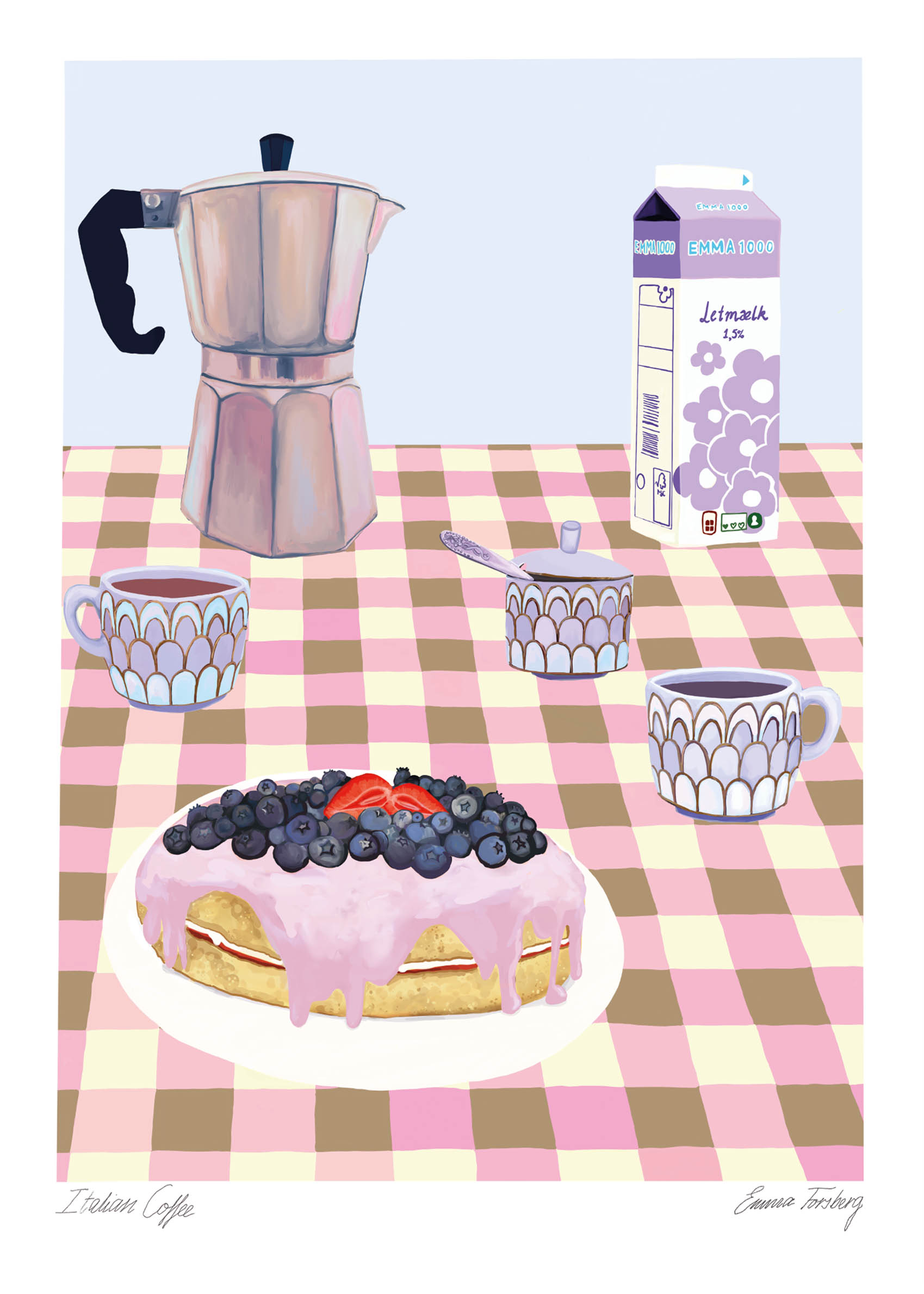 Italian Coffee poster - Food illustration (30x40 cm)