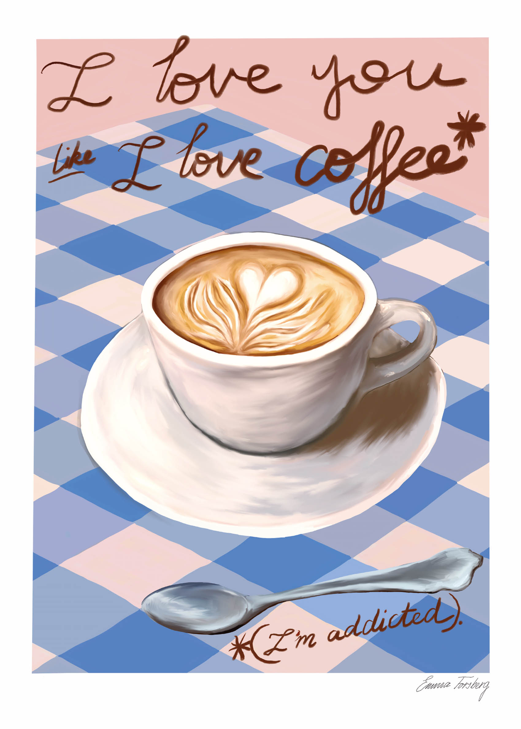 Love You Like Coffee plakat - Kaffeillustration (21x30 cm)