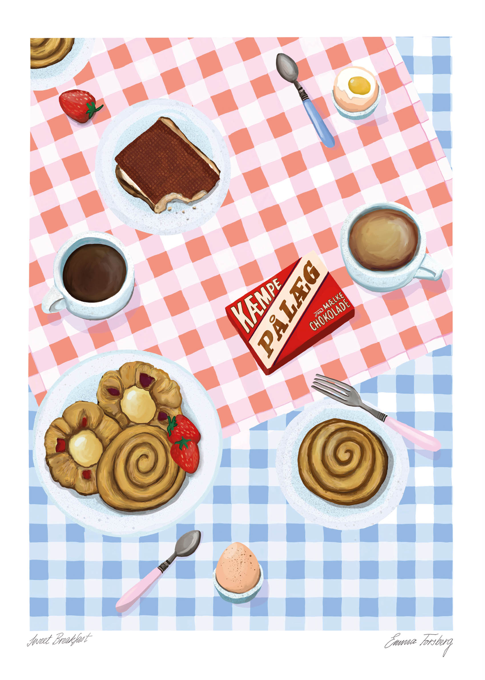 Sweet Breakfast plakat - Madillustration (21x30 cm)