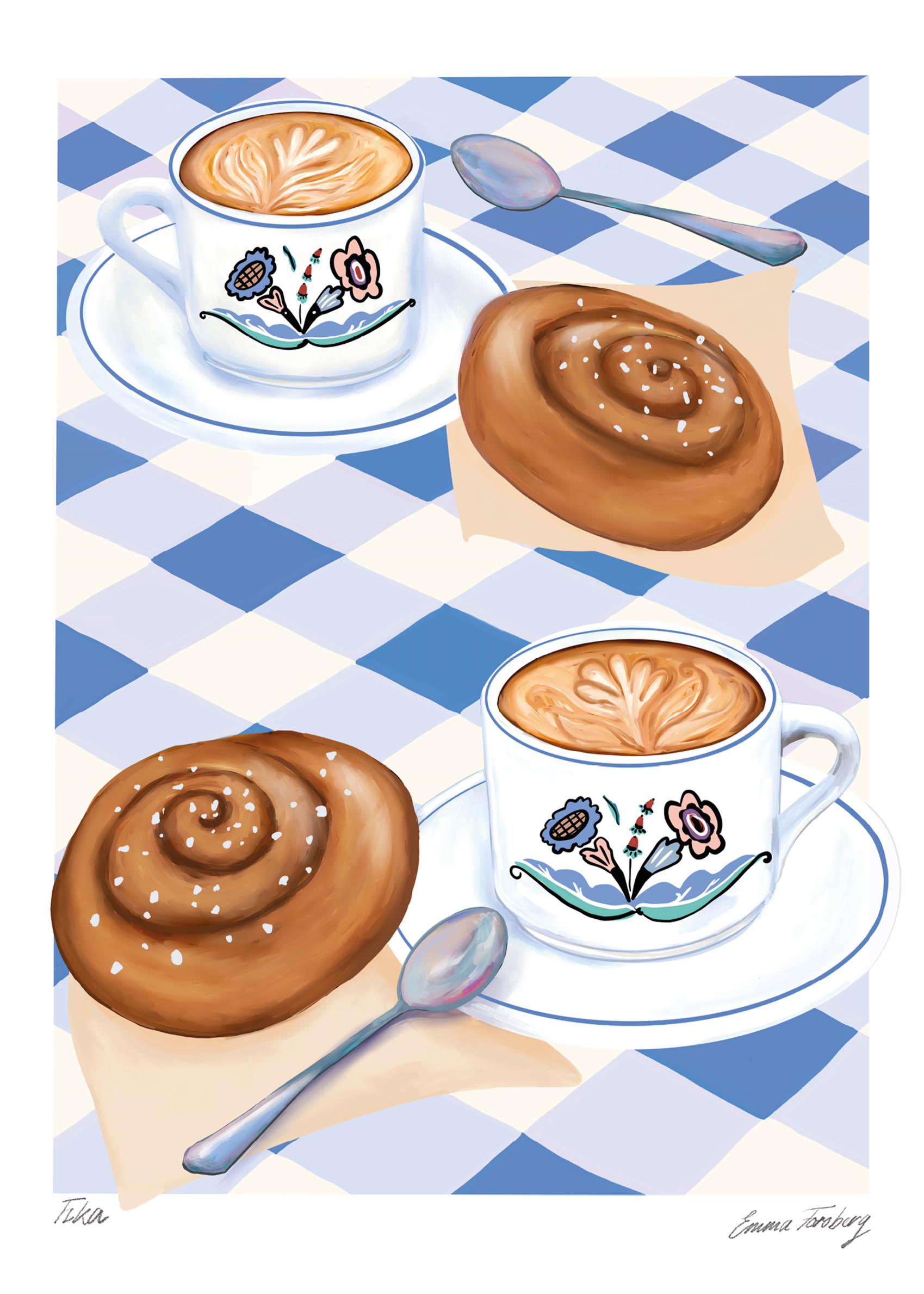 Fika Poster - Kaffee-Illustration (30x40 cm)