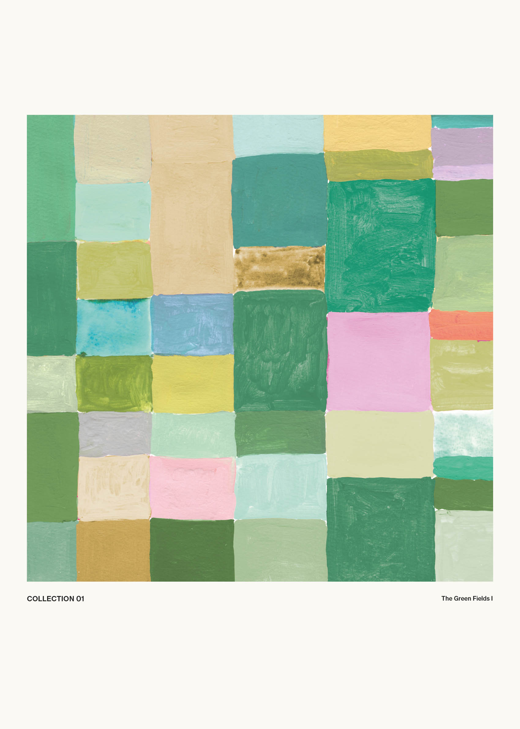 Green Fields I Poster - Abstract illustration (50x70 cm)
