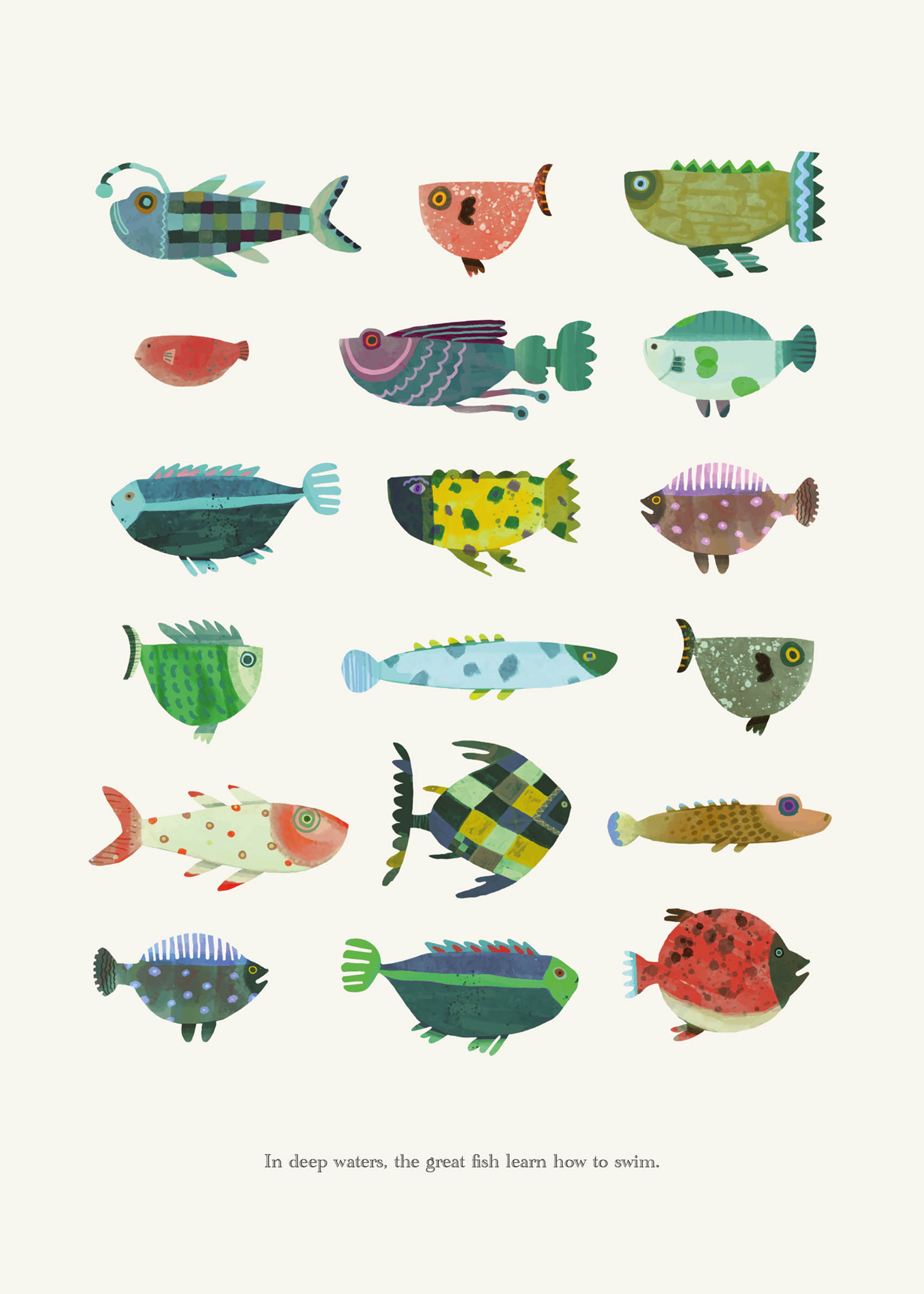 Great Fish Poster - Tierillustration (21x30 cm)