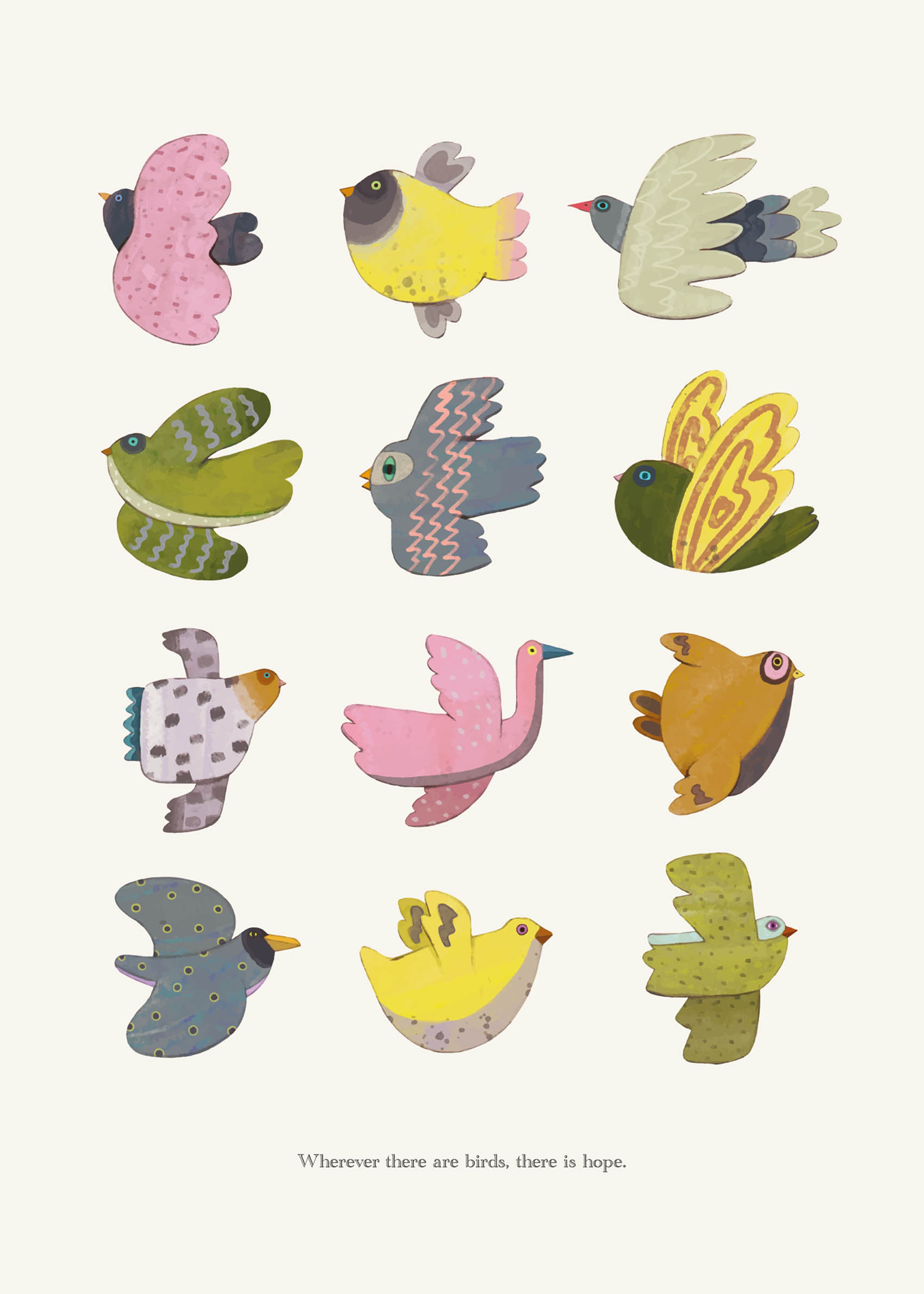 Birds Hope Poster - Animal illustration (50x70 cm)