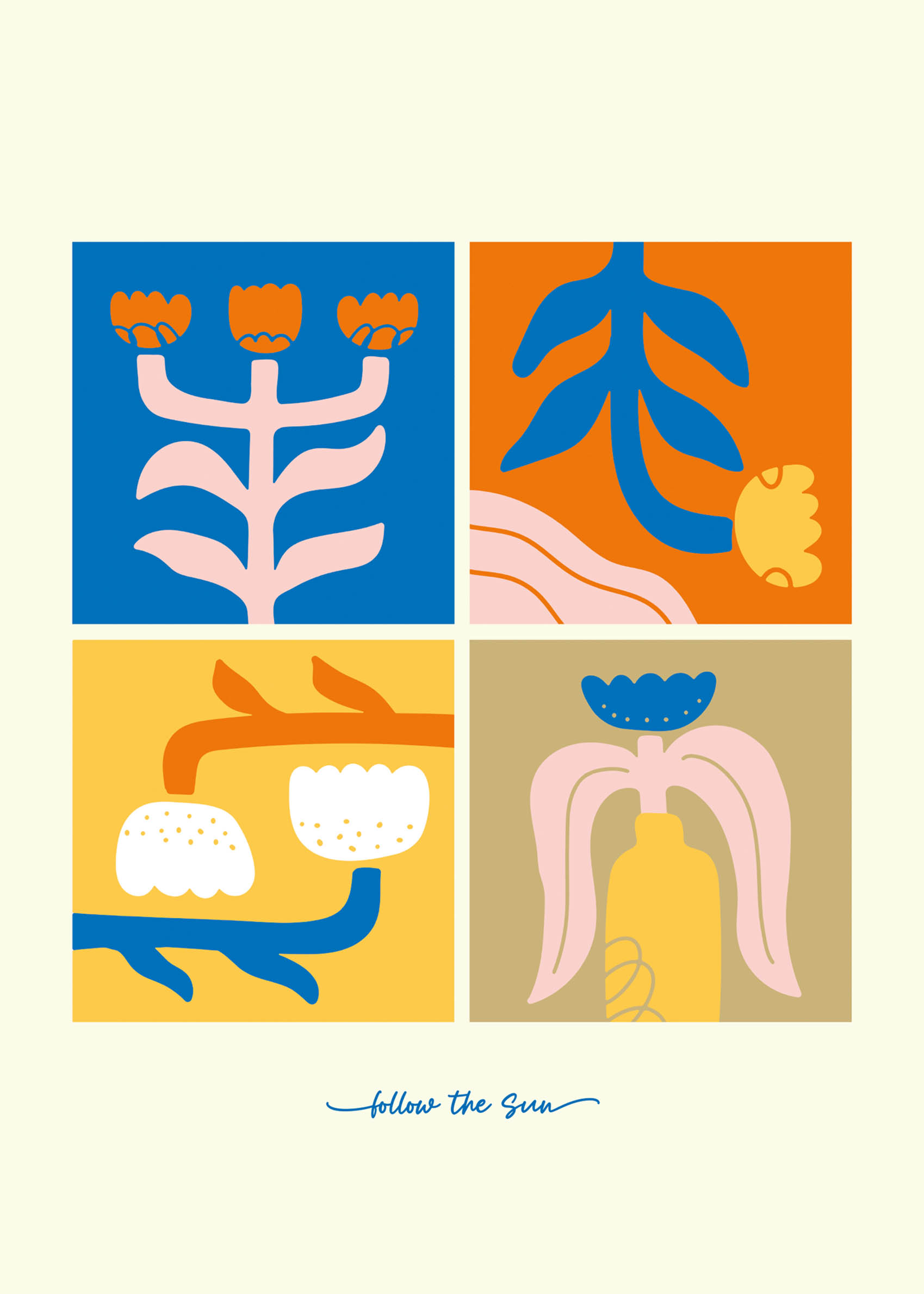 Follow Sun Flowers Poster - Botanische Grafik (50x70 cm)
