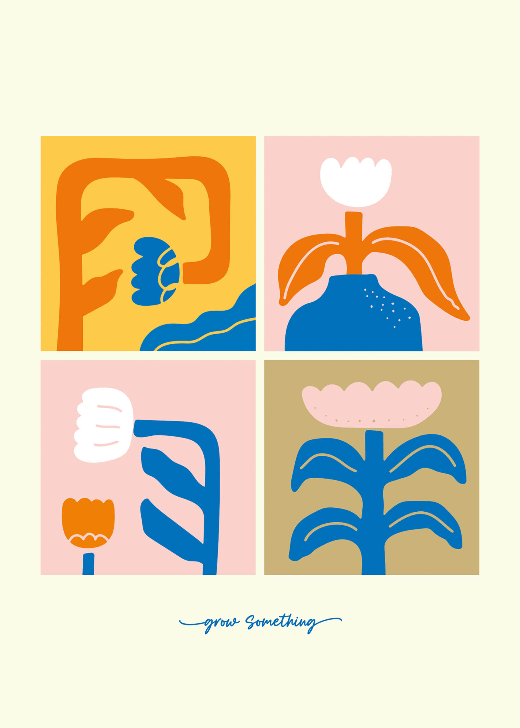 Grow Something Flowers Poster - Botanische Illustration (30x40 cm)