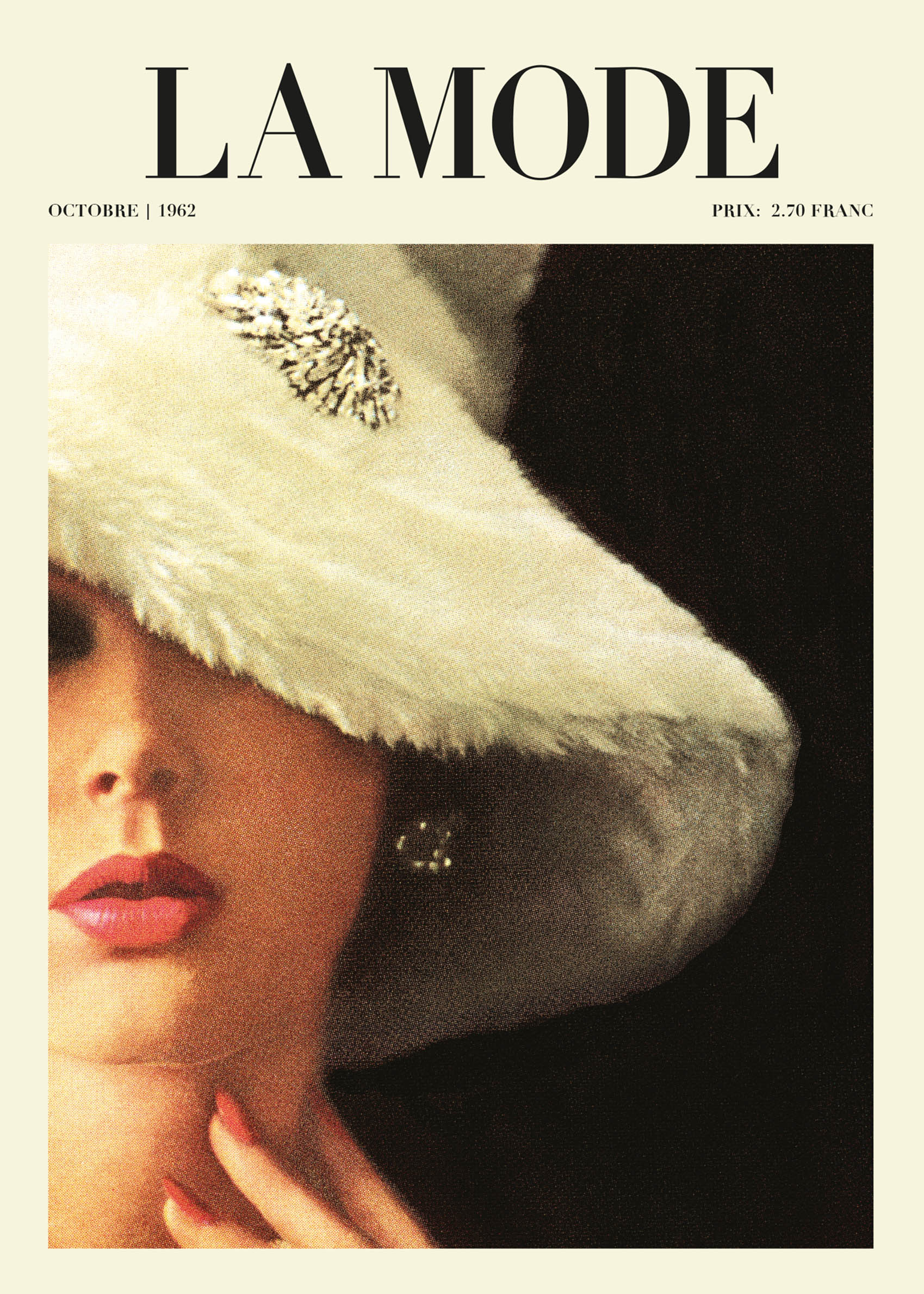 La Mode Hat Poster - Fashion portrait illustration (30x40 cm)
