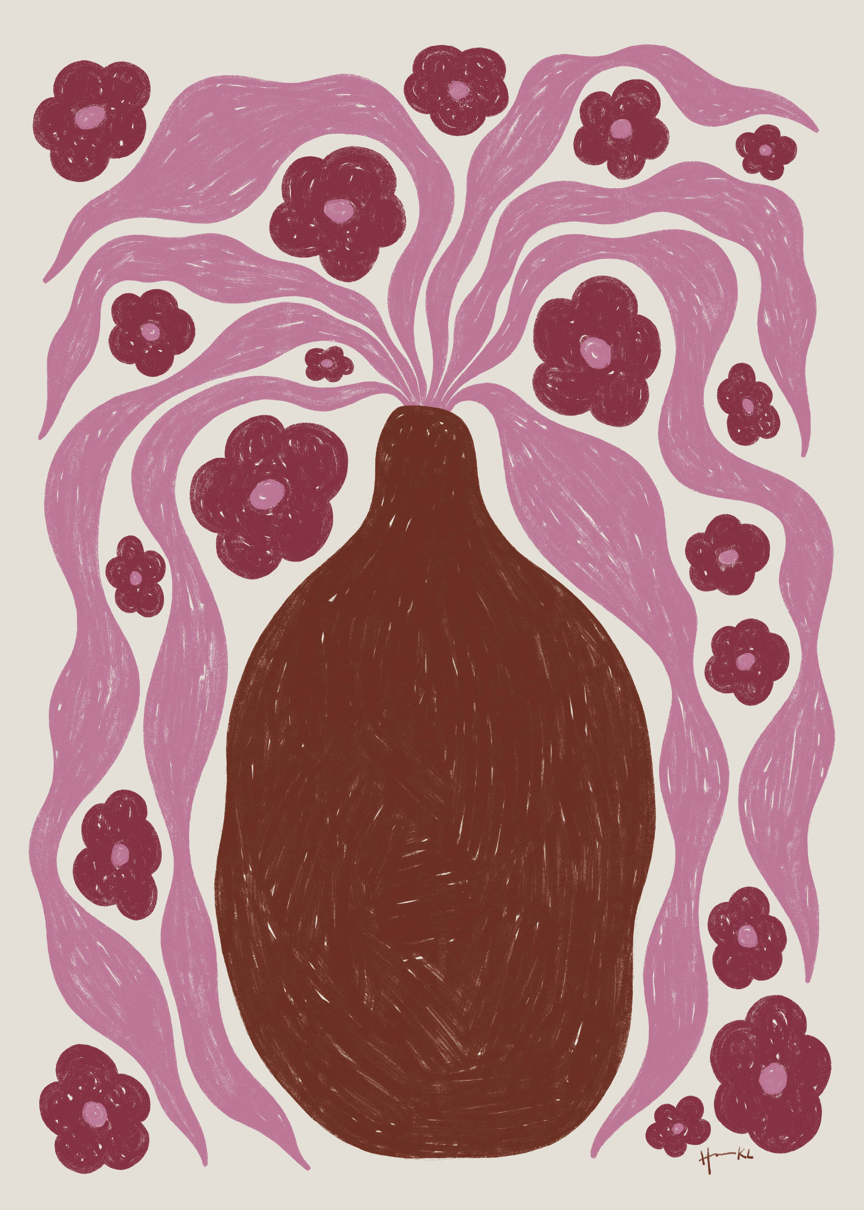 Grandmas Window Poster - Blumenillustration (70x100 cm)