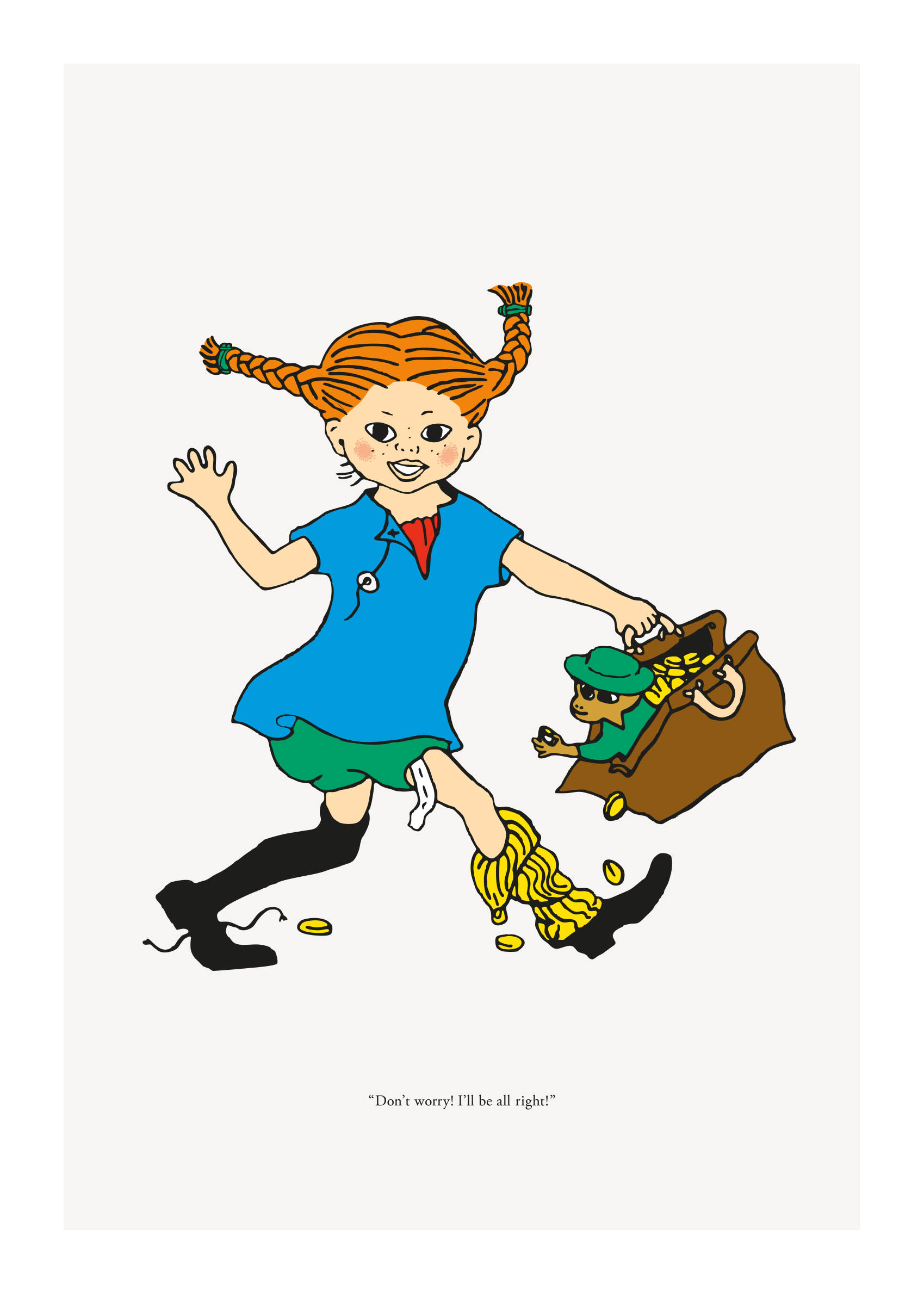 Pippi is All Right Poster - Mädchen Illustration (50x70 cm)