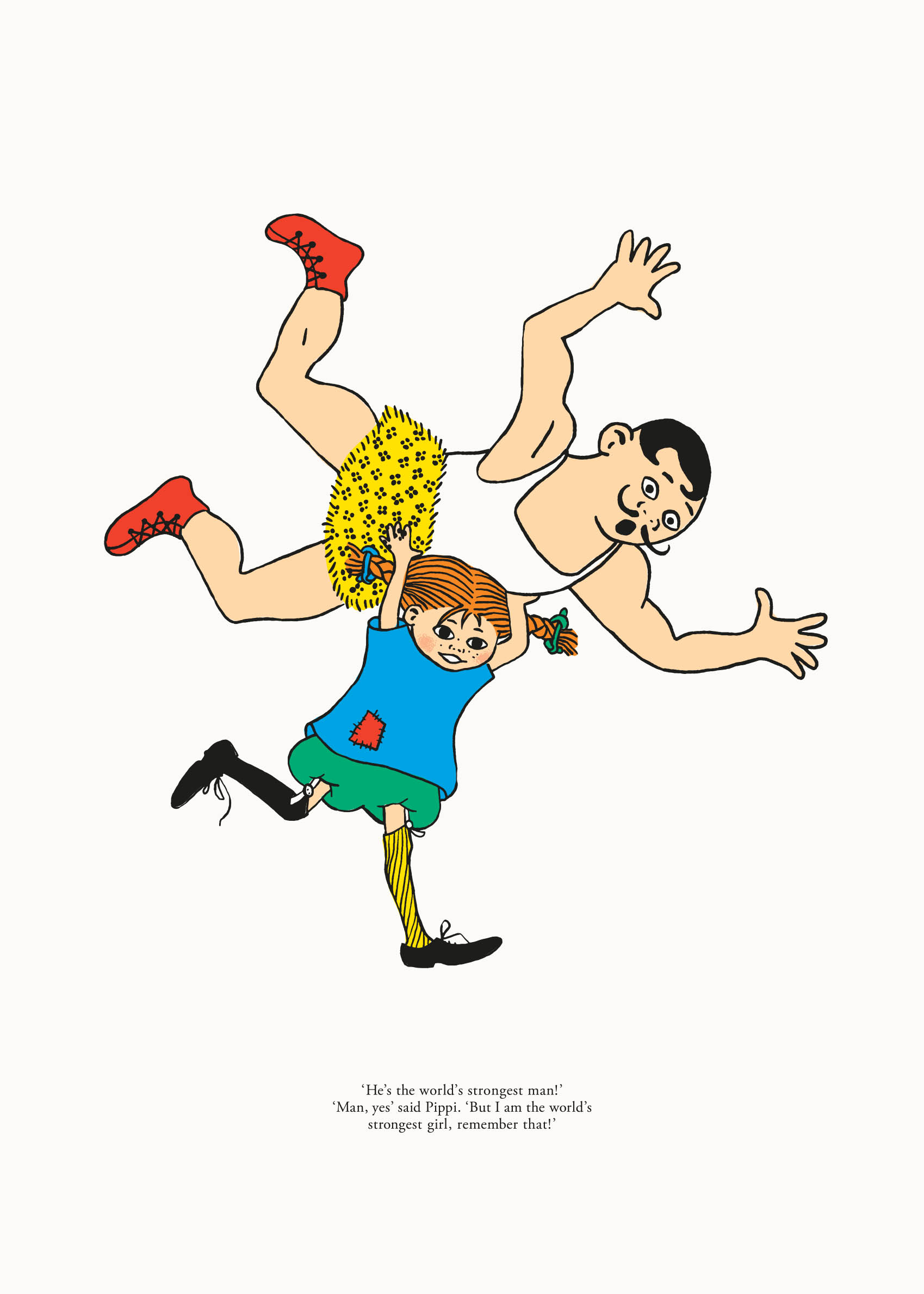Pippi Wrestling Poster - Children’s illustration (30x40 cm)