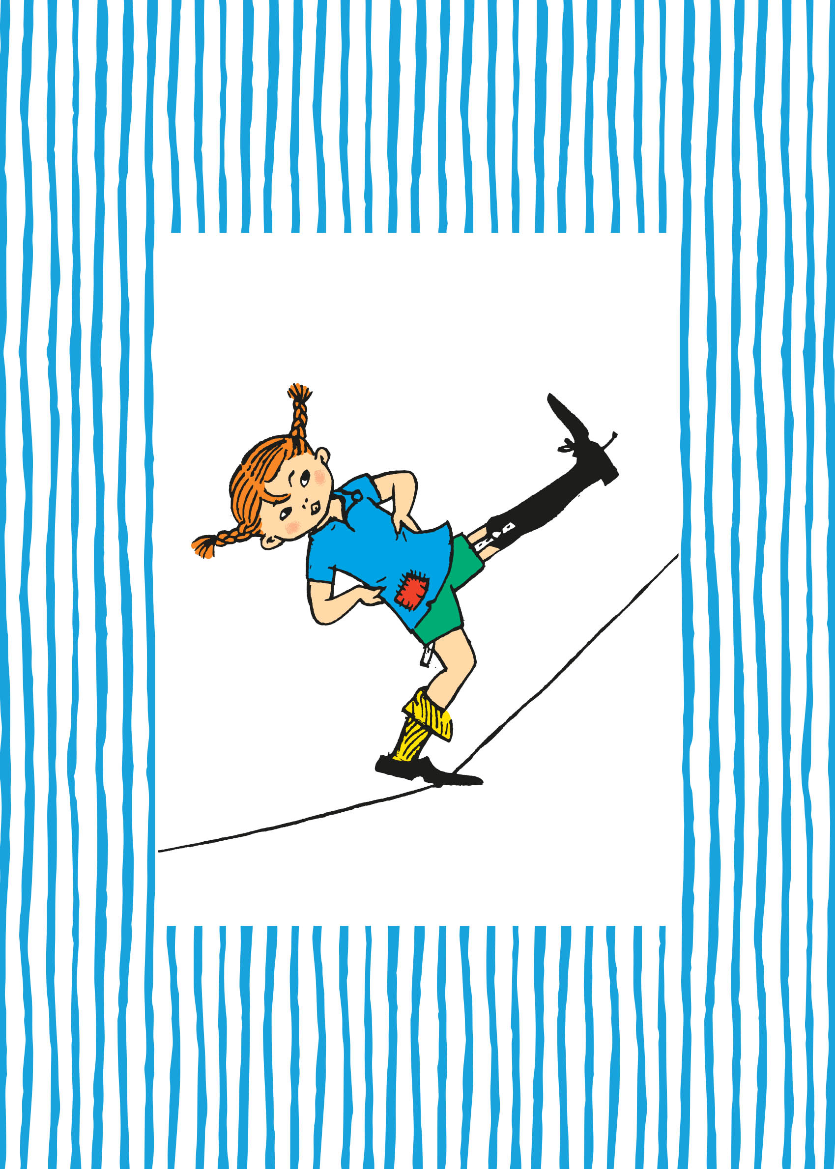 Pippi Blue Stripes Poster - Figurenillustration (21x30 cm)