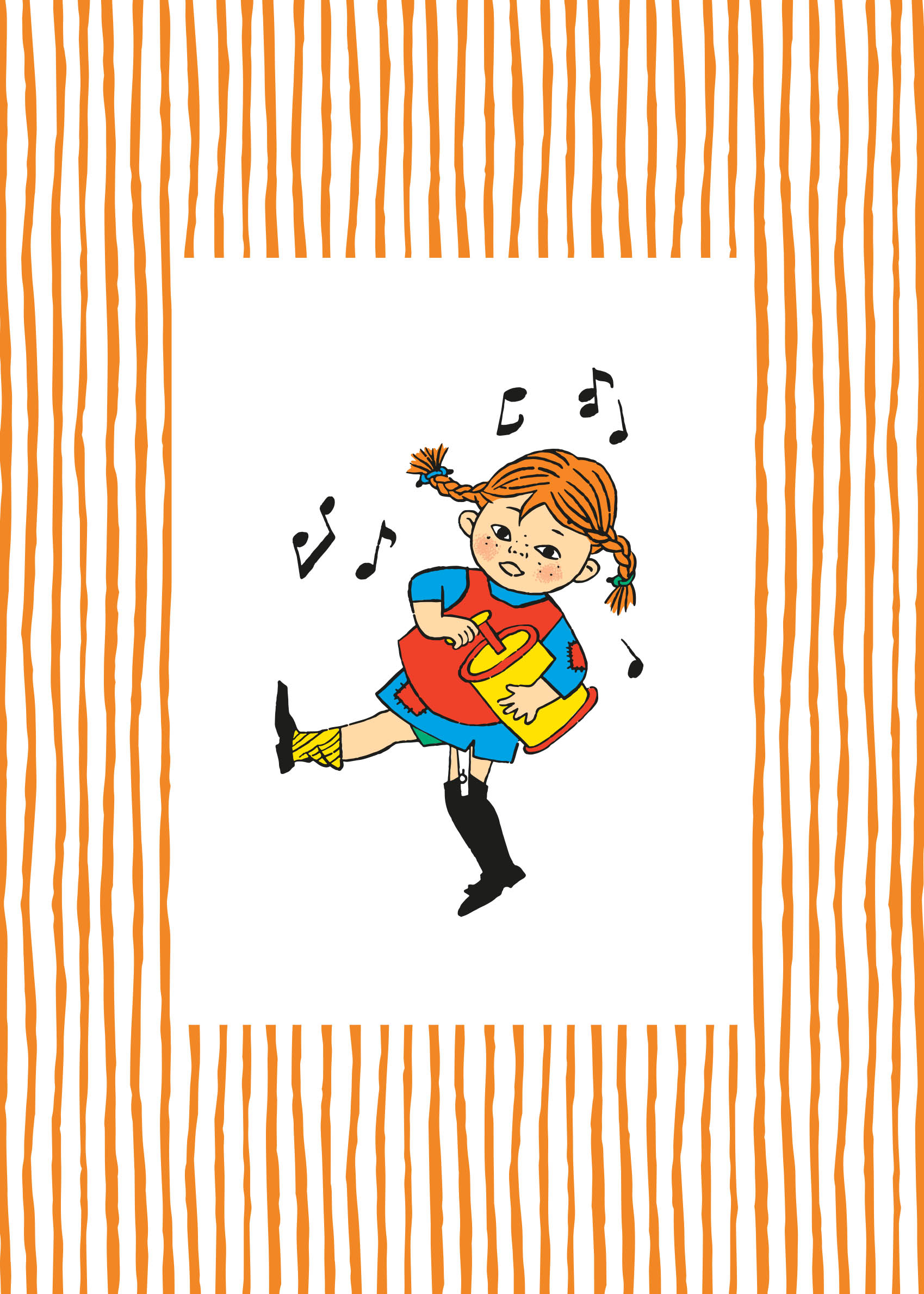 Pippi Orange Stripes Poster - Girl illustration (50x70 cm)
