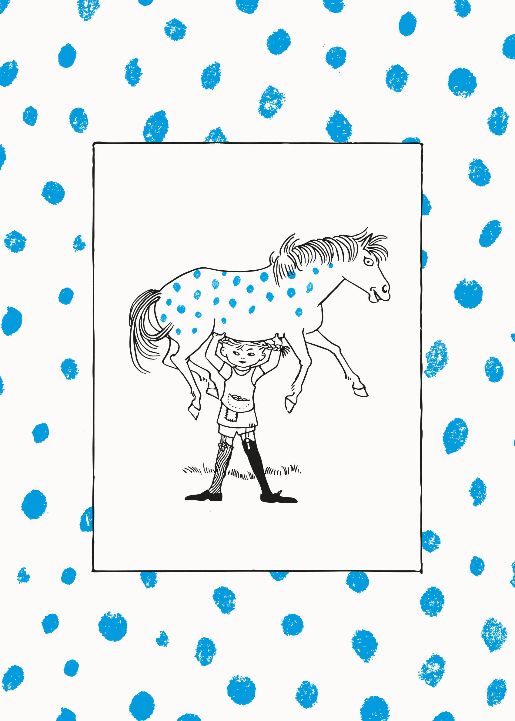Pippi Blue Dots Poster - Animal illustration (21x30 cm)