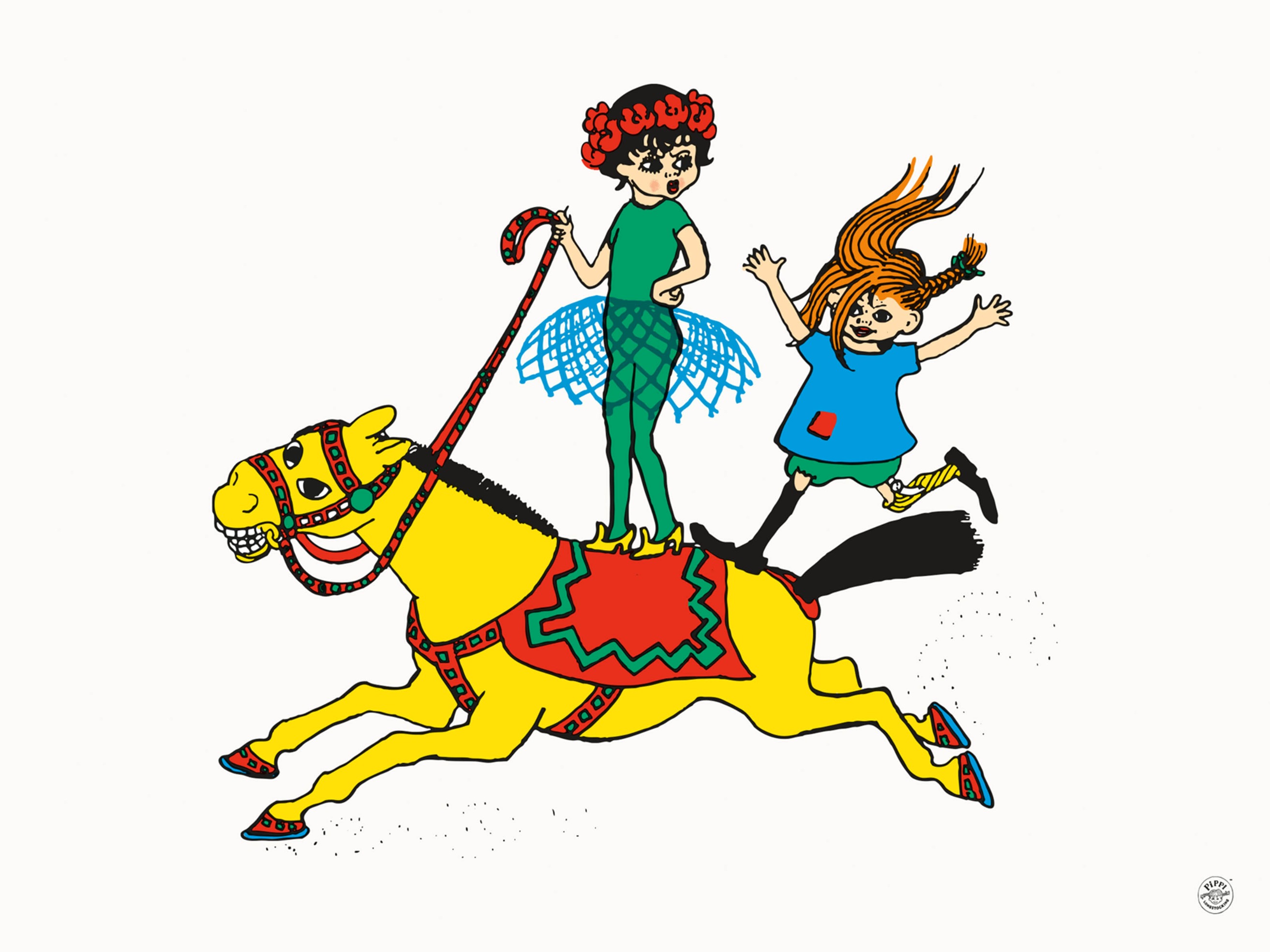 Pippi Goes to the Circus Poster - Animal illustration (40x50 cm)