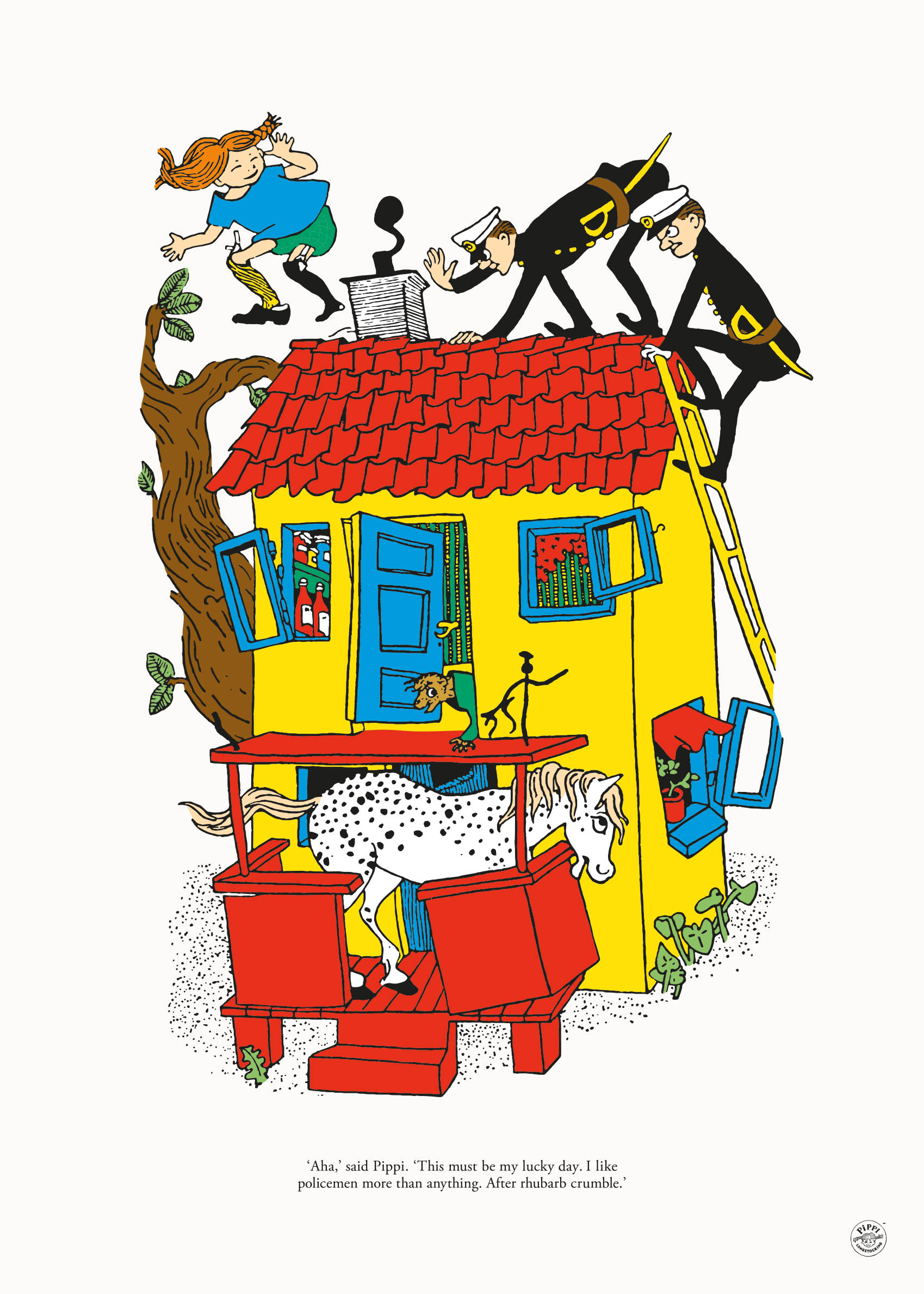 Pippi and the Policemen Poster - Storybook illustration (30x40 cm)