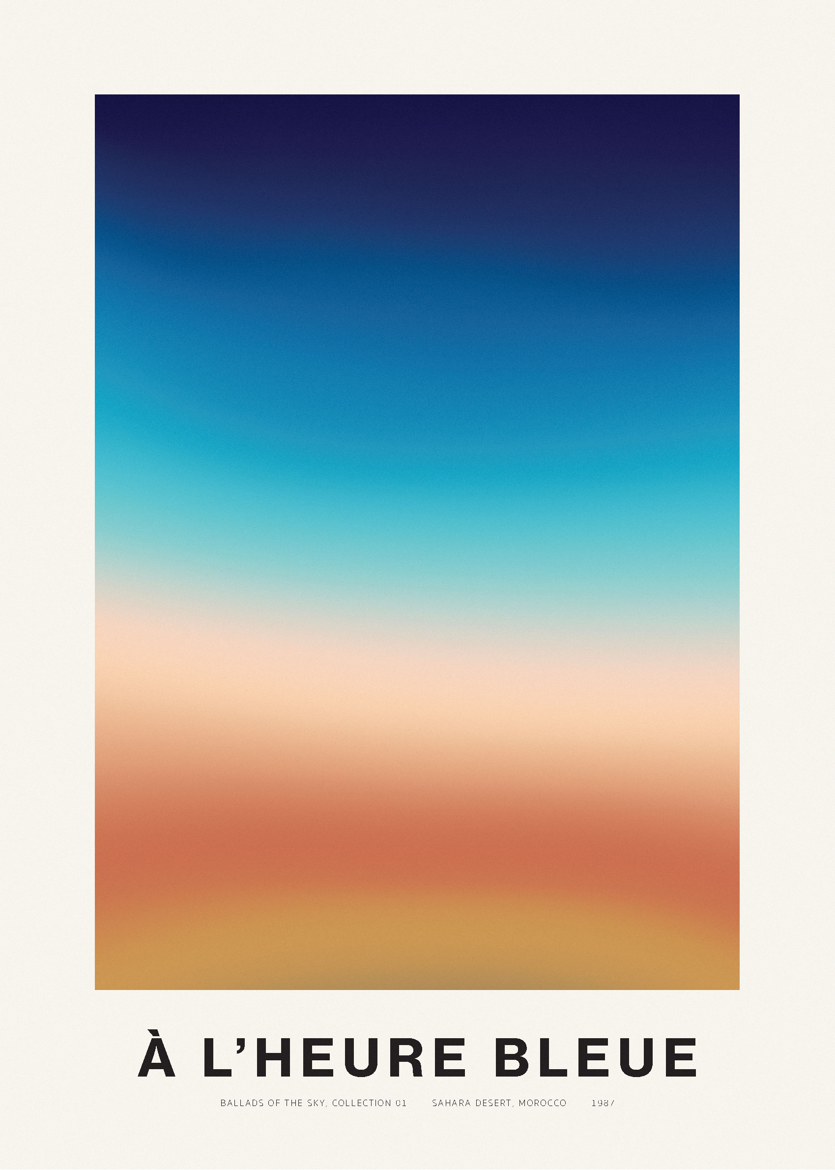 The Blue Hour Poster - Abstract typography illustration (50x70 cm)