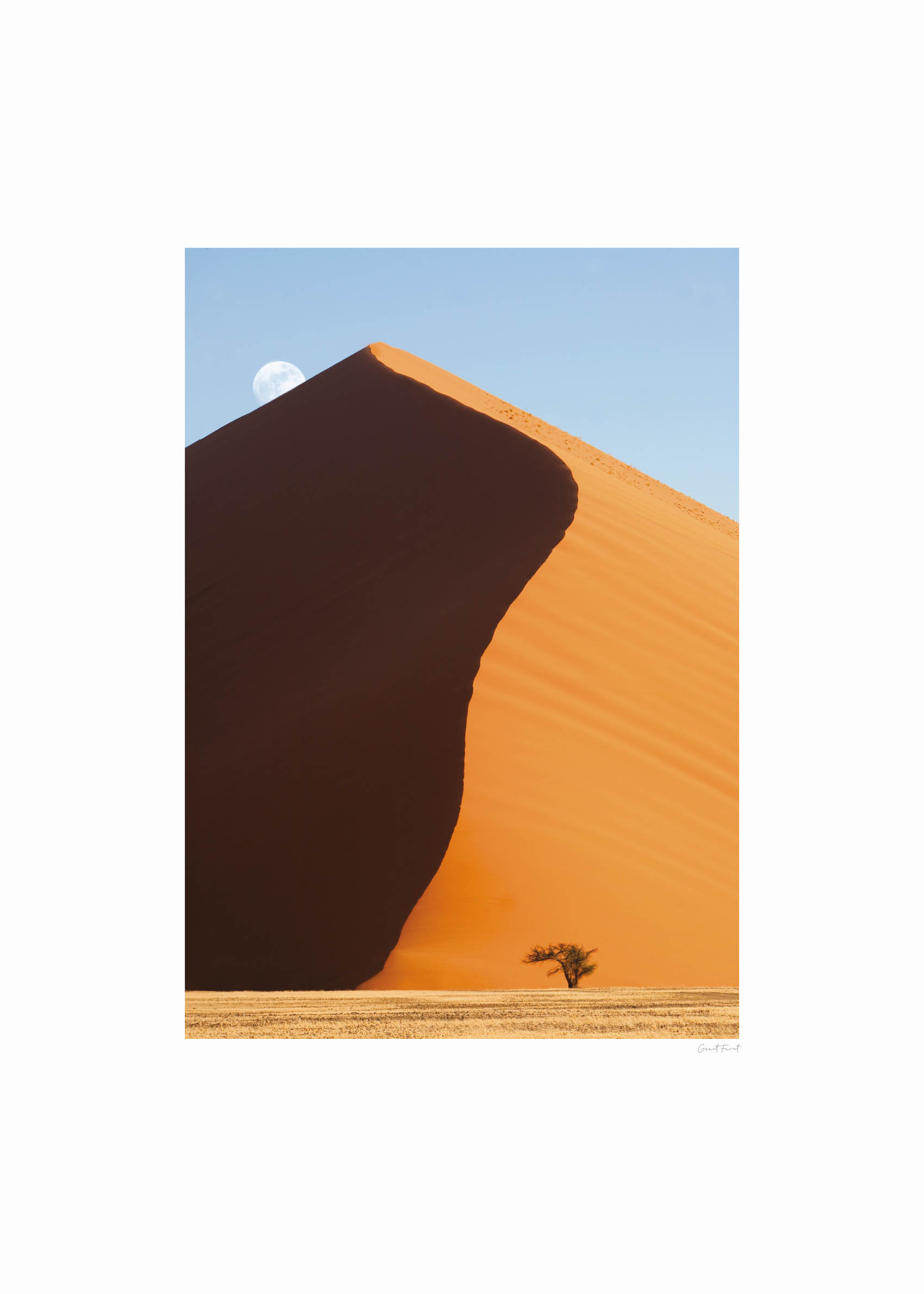 Moonrise in Namib Desert Poster - Wüstenfotografie (21x30 cm)