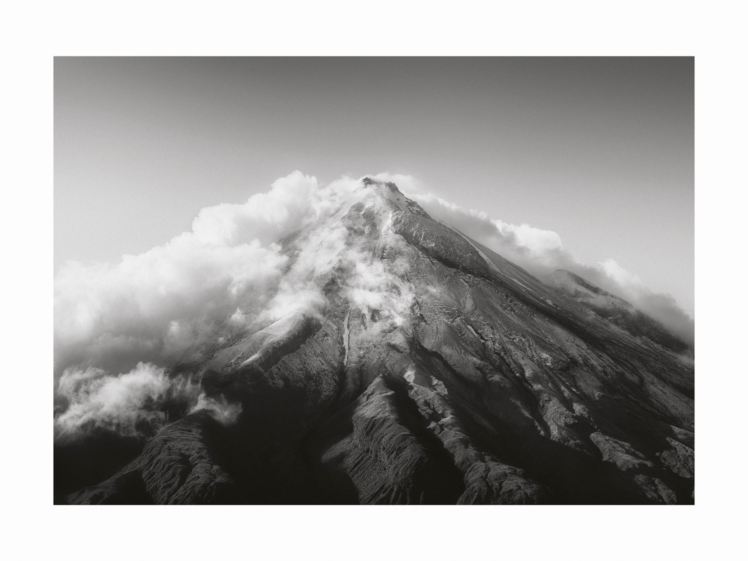 Taranaki Volcano Poster - Black and white landscape photography (40x50 cm)