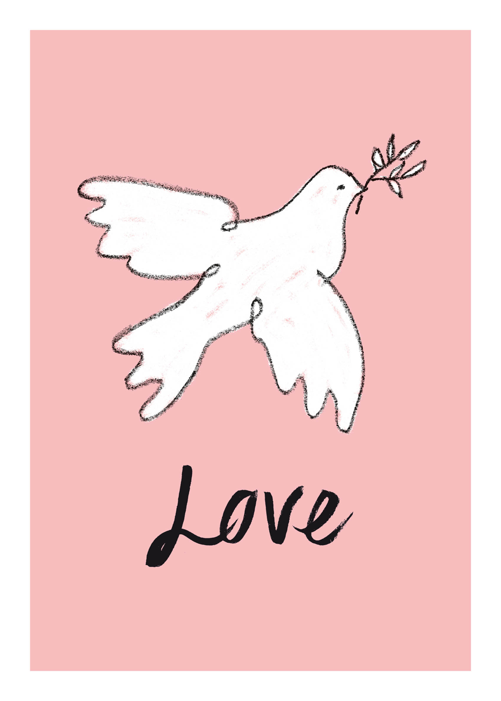 Love Peace Dove poster - Animal illustration (30x40 cm)