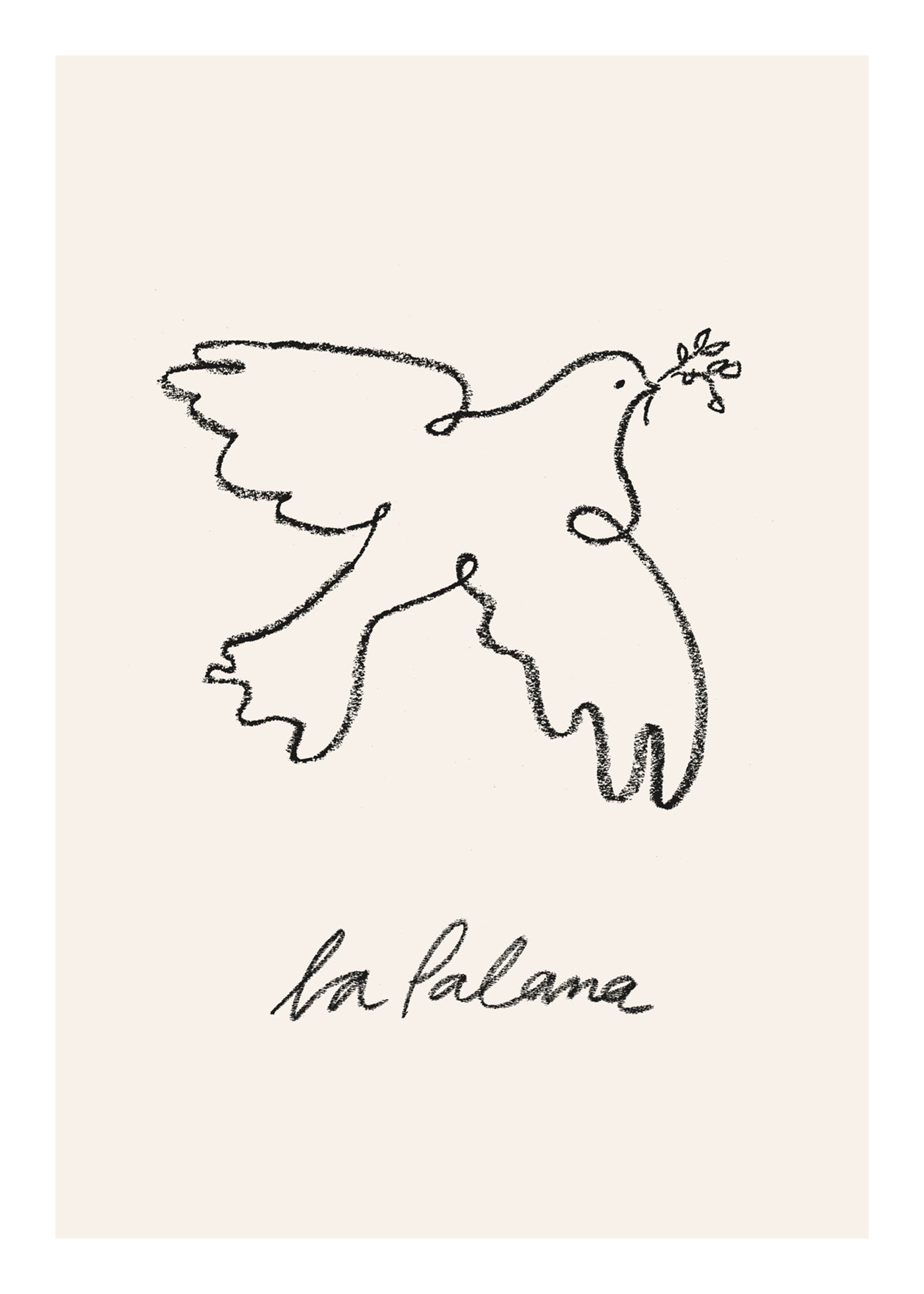 La Paloma Peace Dove Poster - Tier line art (21x30 cm)