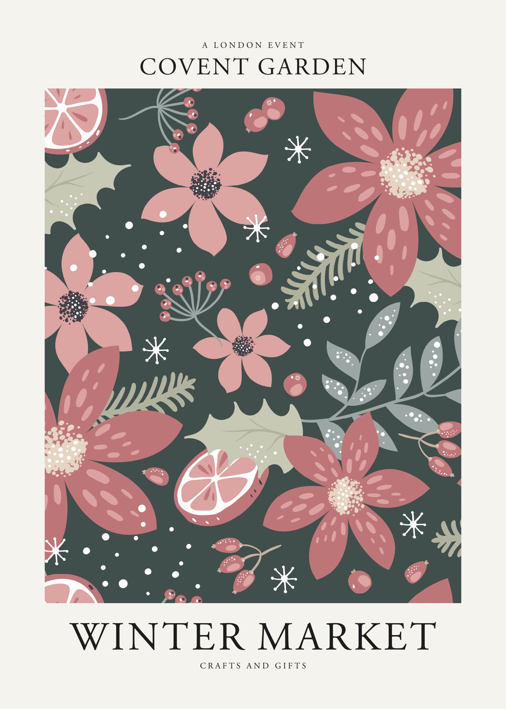 Winter Market Flower poster - Floral illustration (30x40 cm)