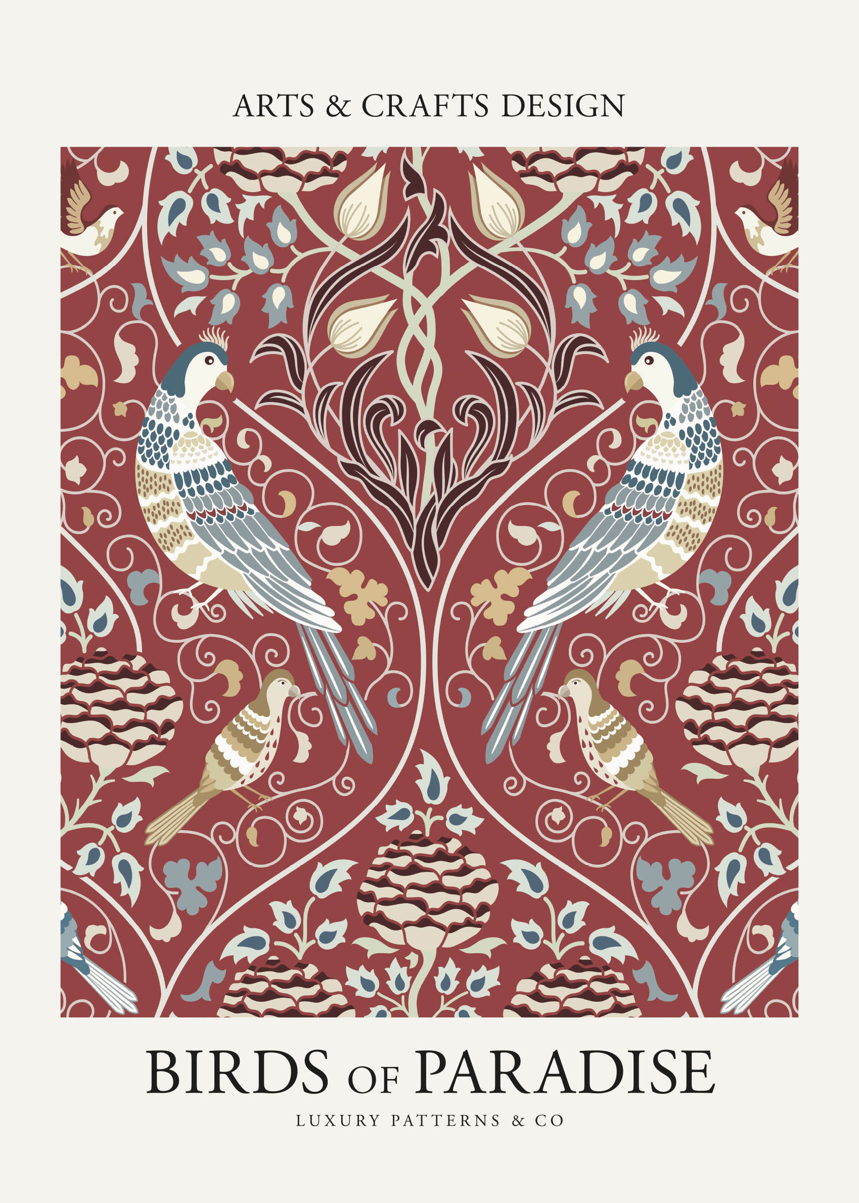Birds of Paradise Red poster - Djurillustration (30x40 cm)