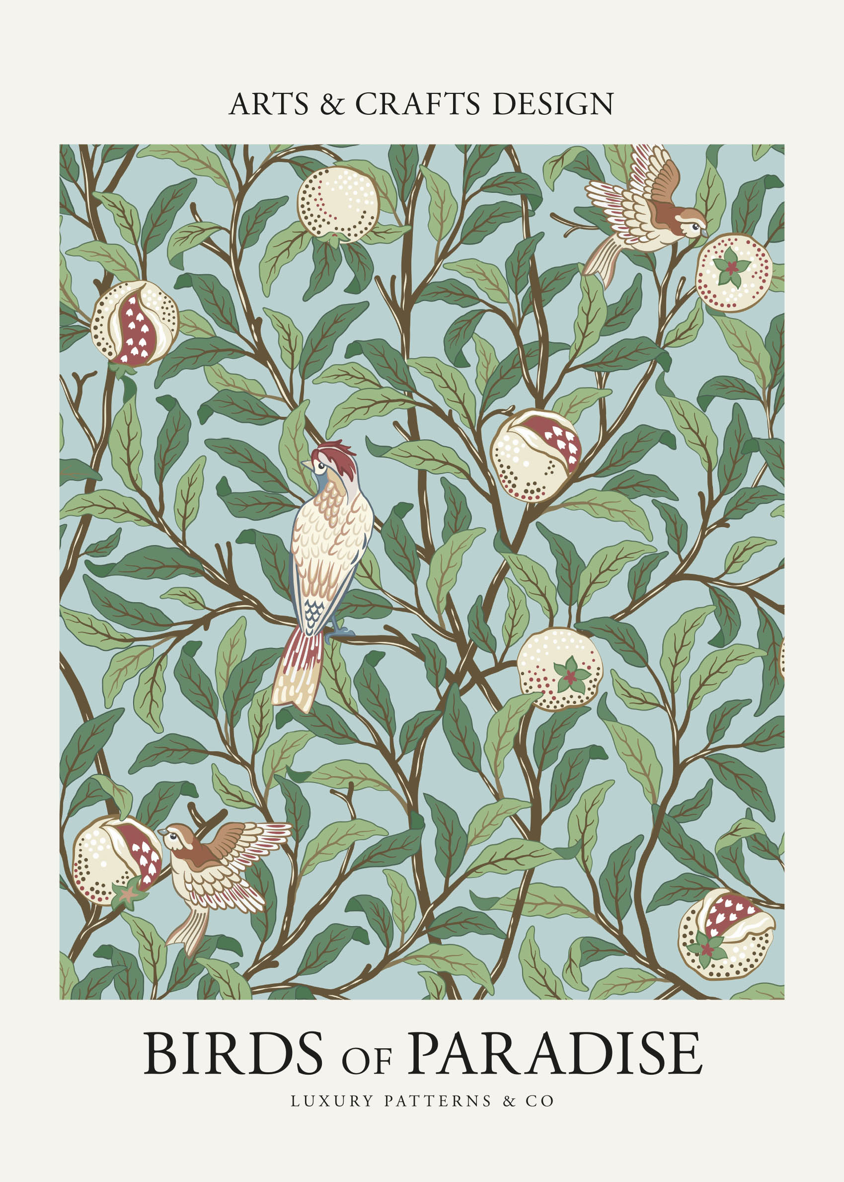 Birds of Paradise Green poster - Animal illustration (50x70 cm)