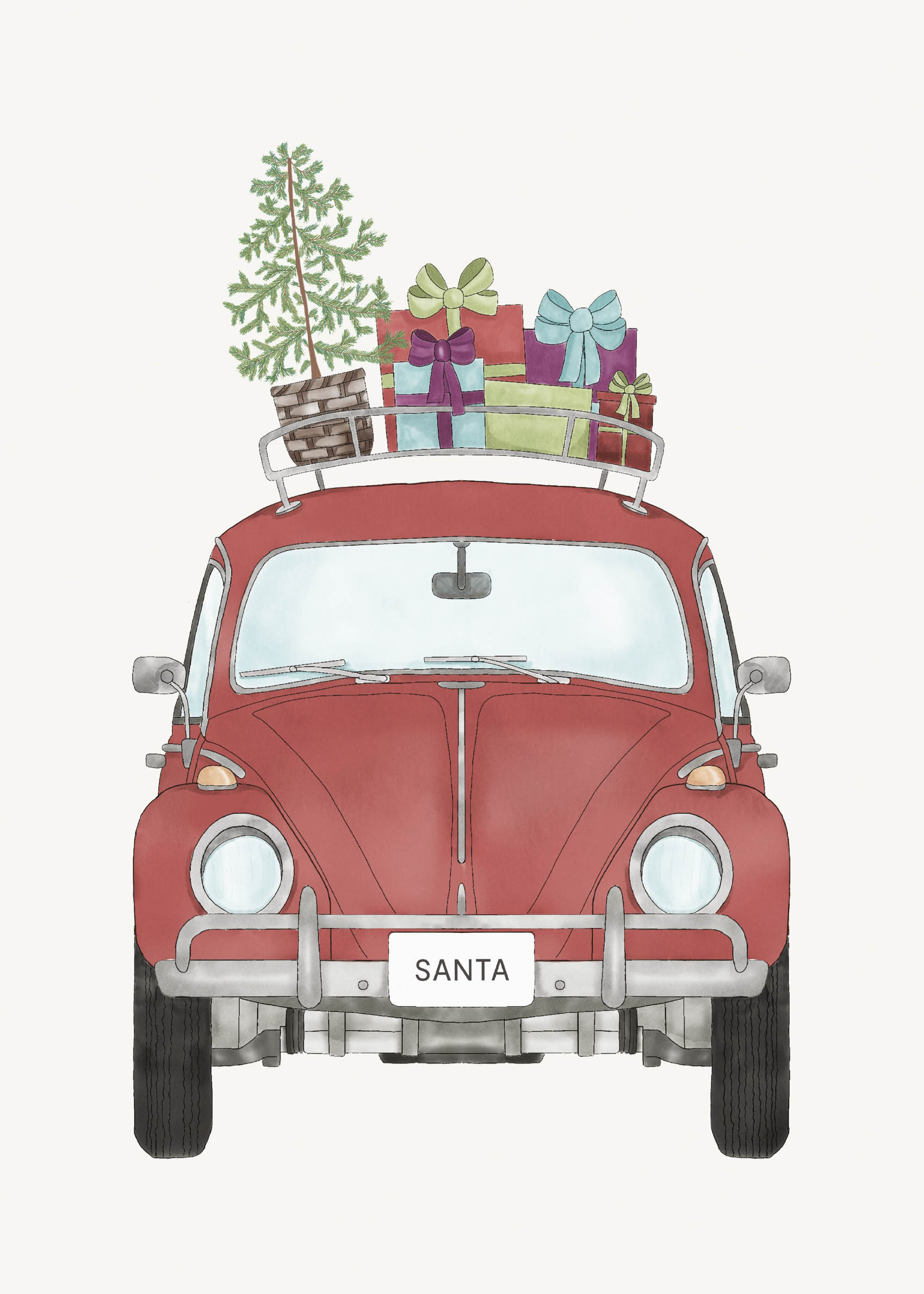 Christmas Delivery Poster - Vehicle illustration (40x50 cm)