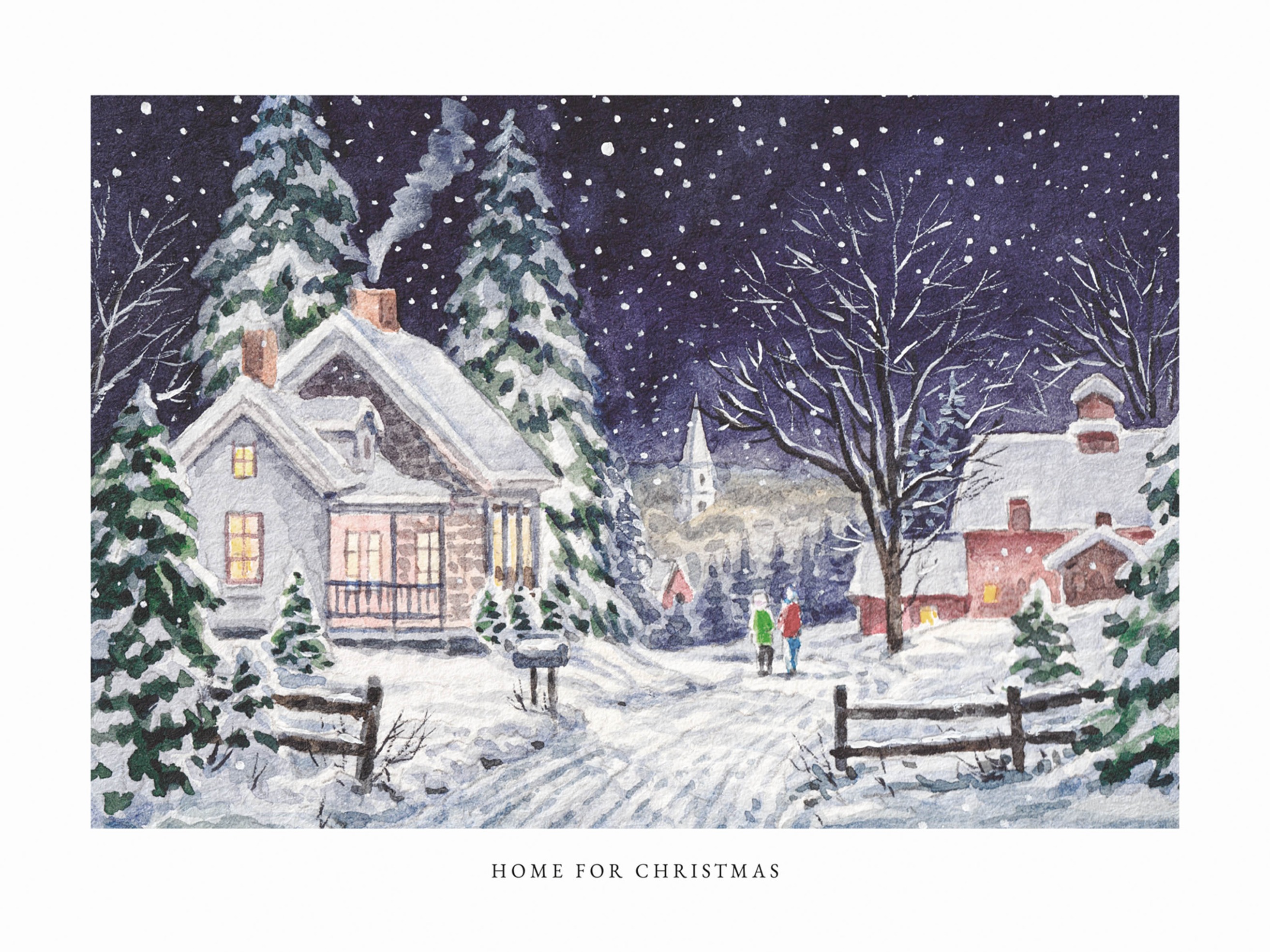 Home for Christmas I Poster - Winterdorf Malerei (50x70 cm)
