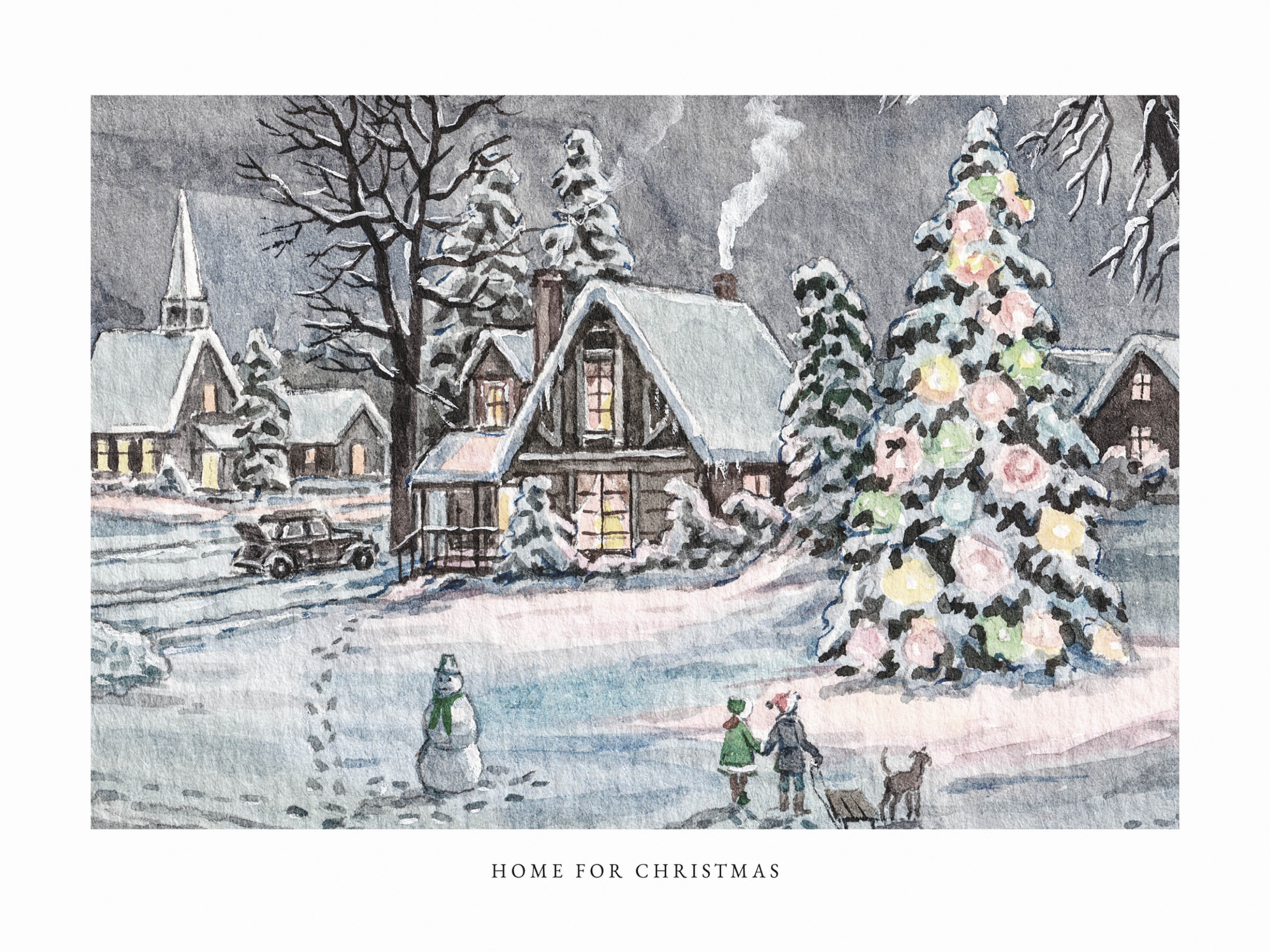 Home for Christmas II Poster - Winterdorf Aquarell (21x30 cm)