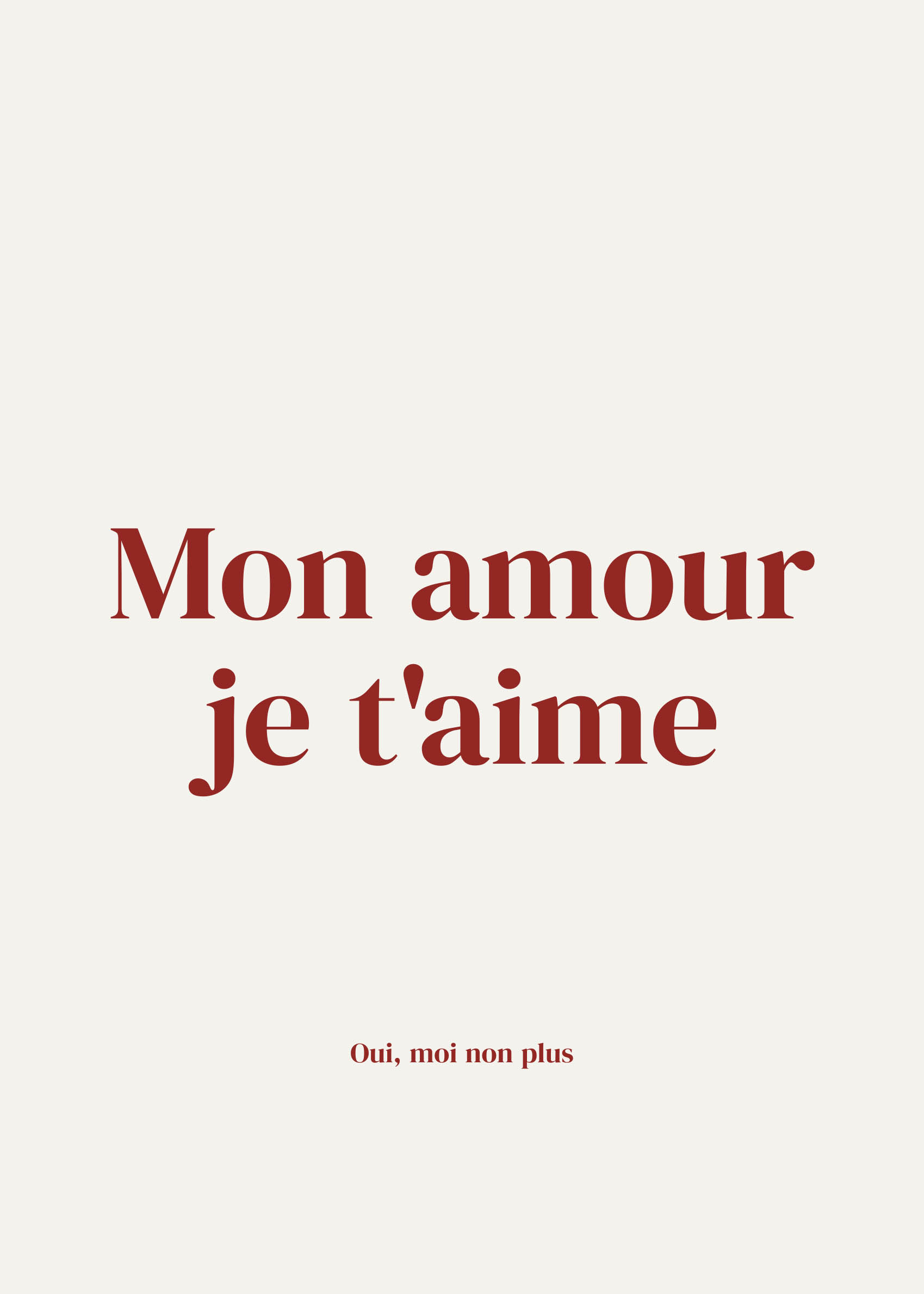 Mon Amour Je t'Aime Poster - Typographic illustration (40x50 cm)