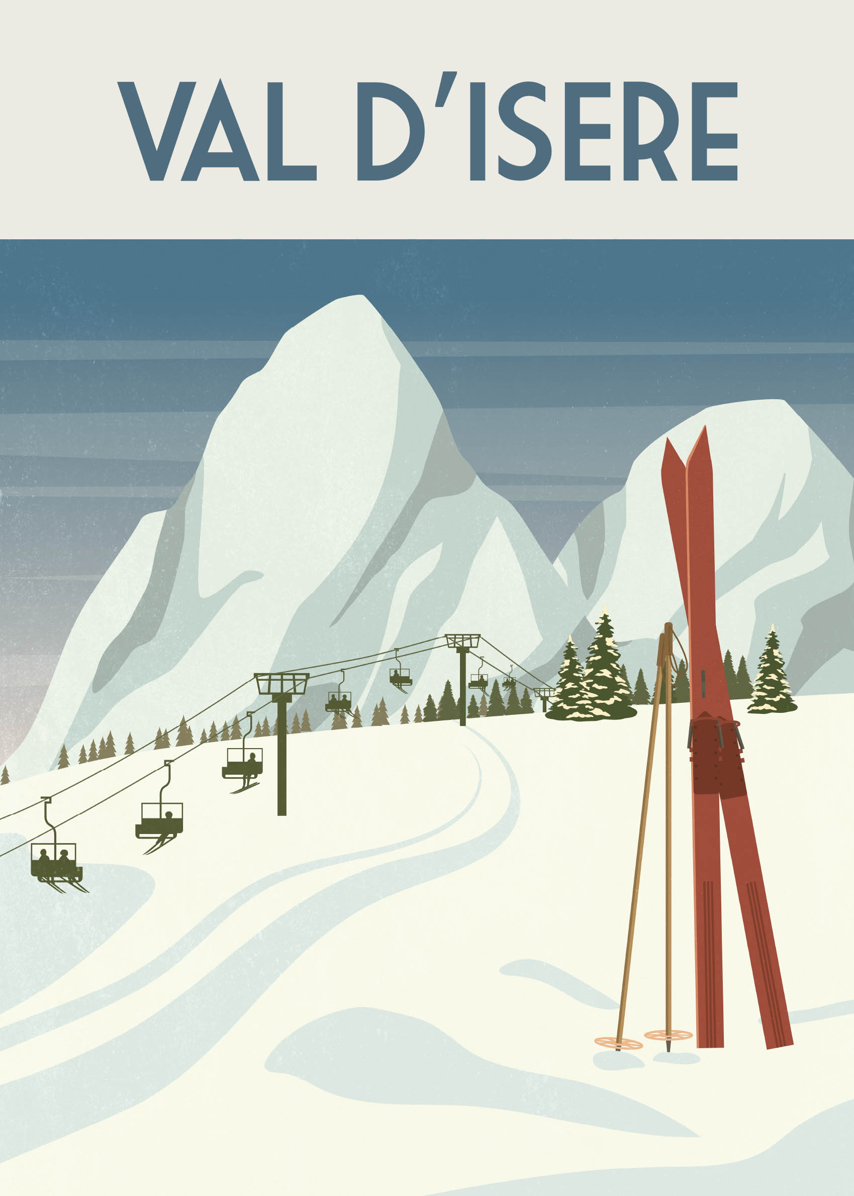 Val d'Isere Poster - Alpine Landschaftsgrafik (50x70 cm)