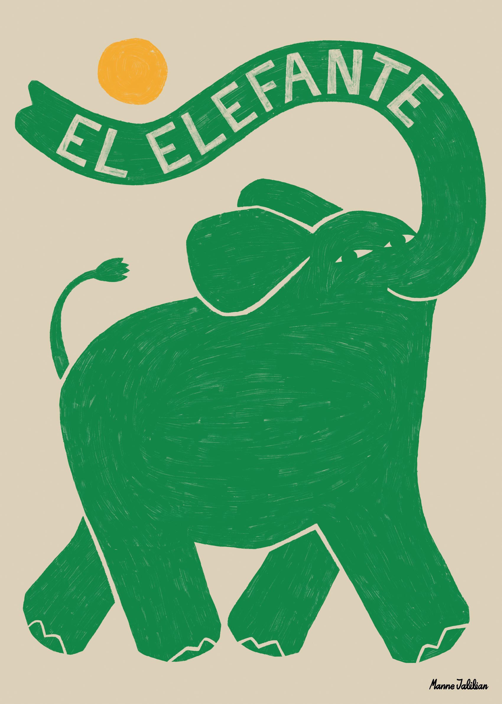 El Elefante Poster - Elephant illustration (30x40 cm)