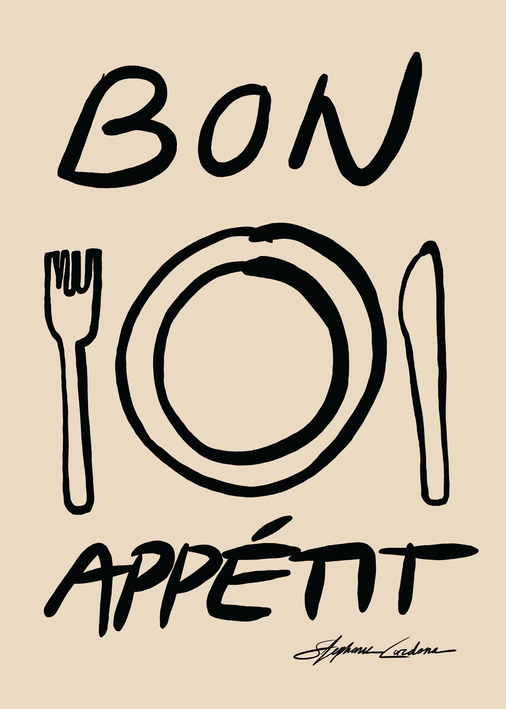Bon Appetit Poster - Food-Illustration (21x30 cm)